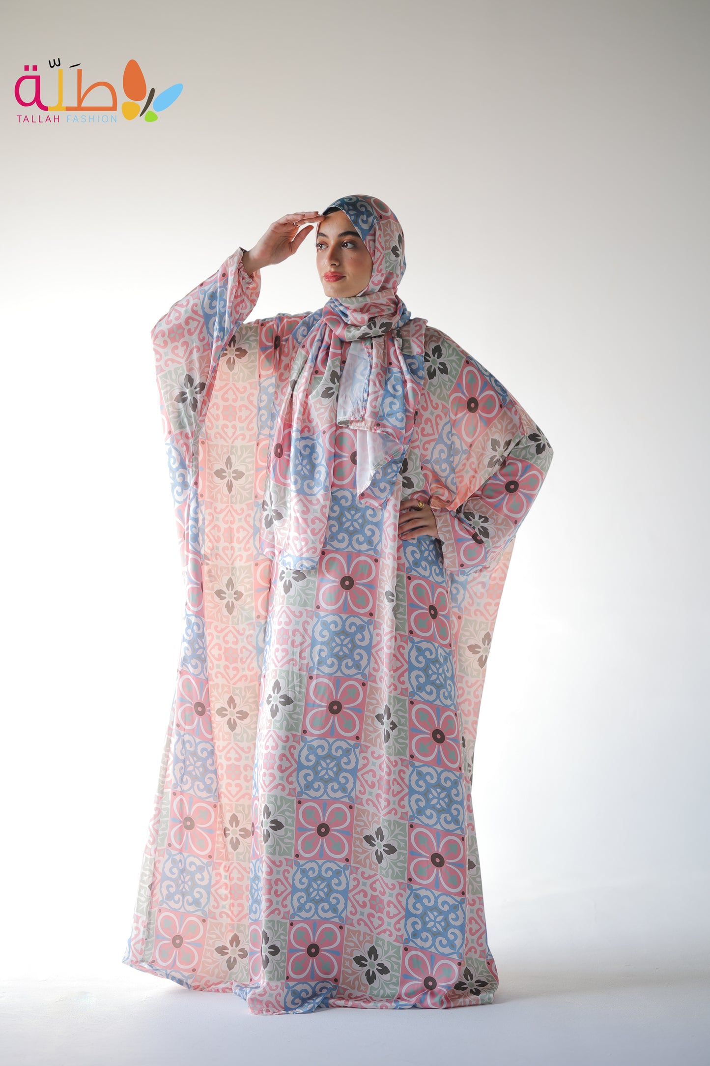Malhafa Satin - pink, green & blue