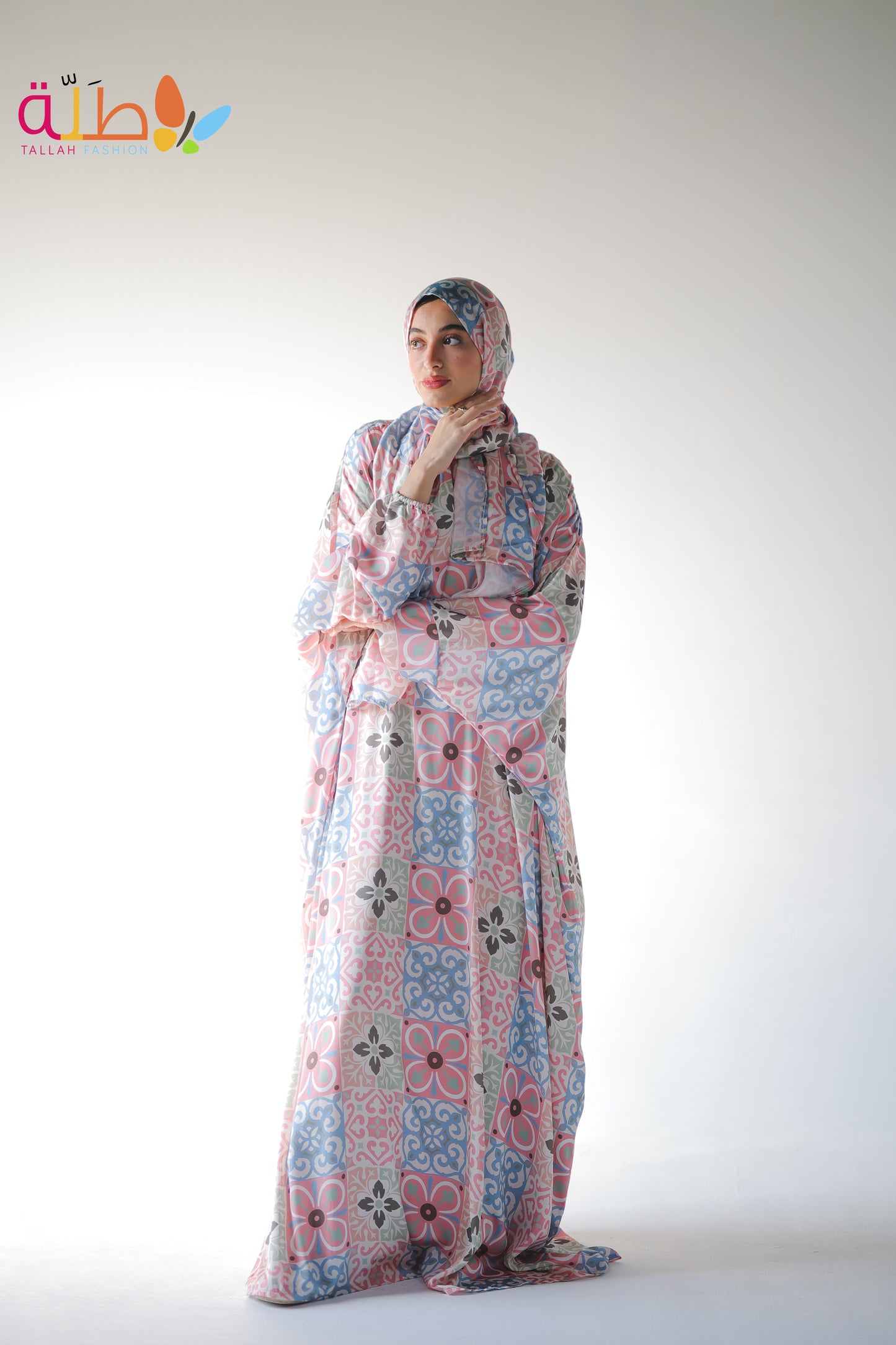 Malhafa Satin - pink, green & blue