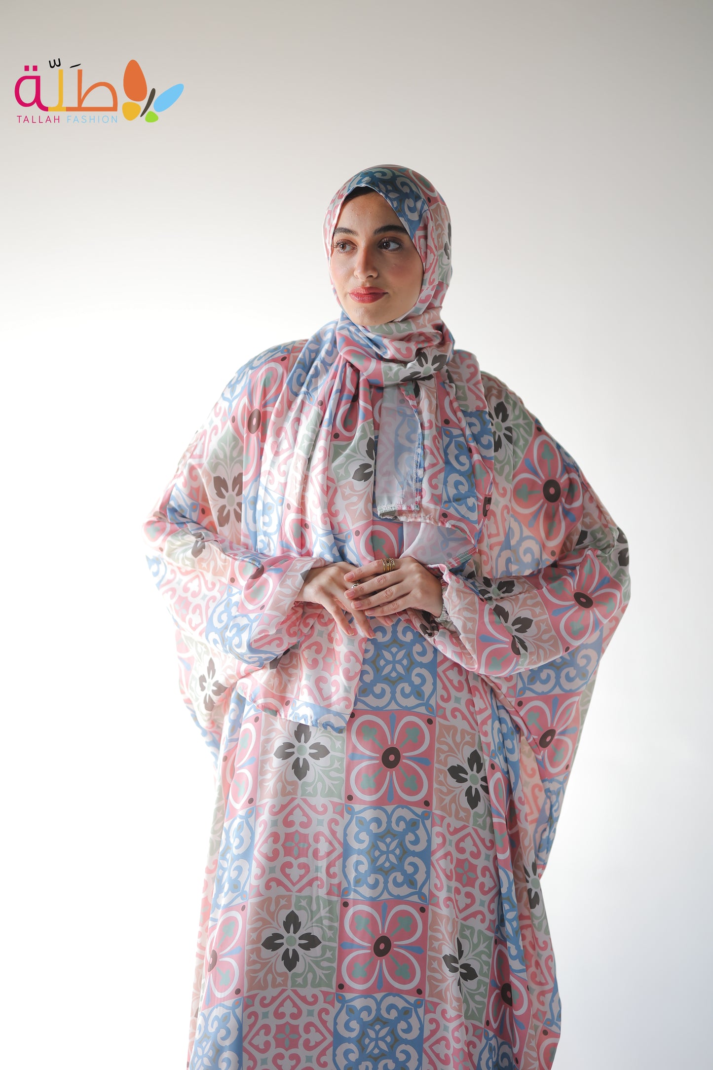 Malhafa Satin - pink, green & blue