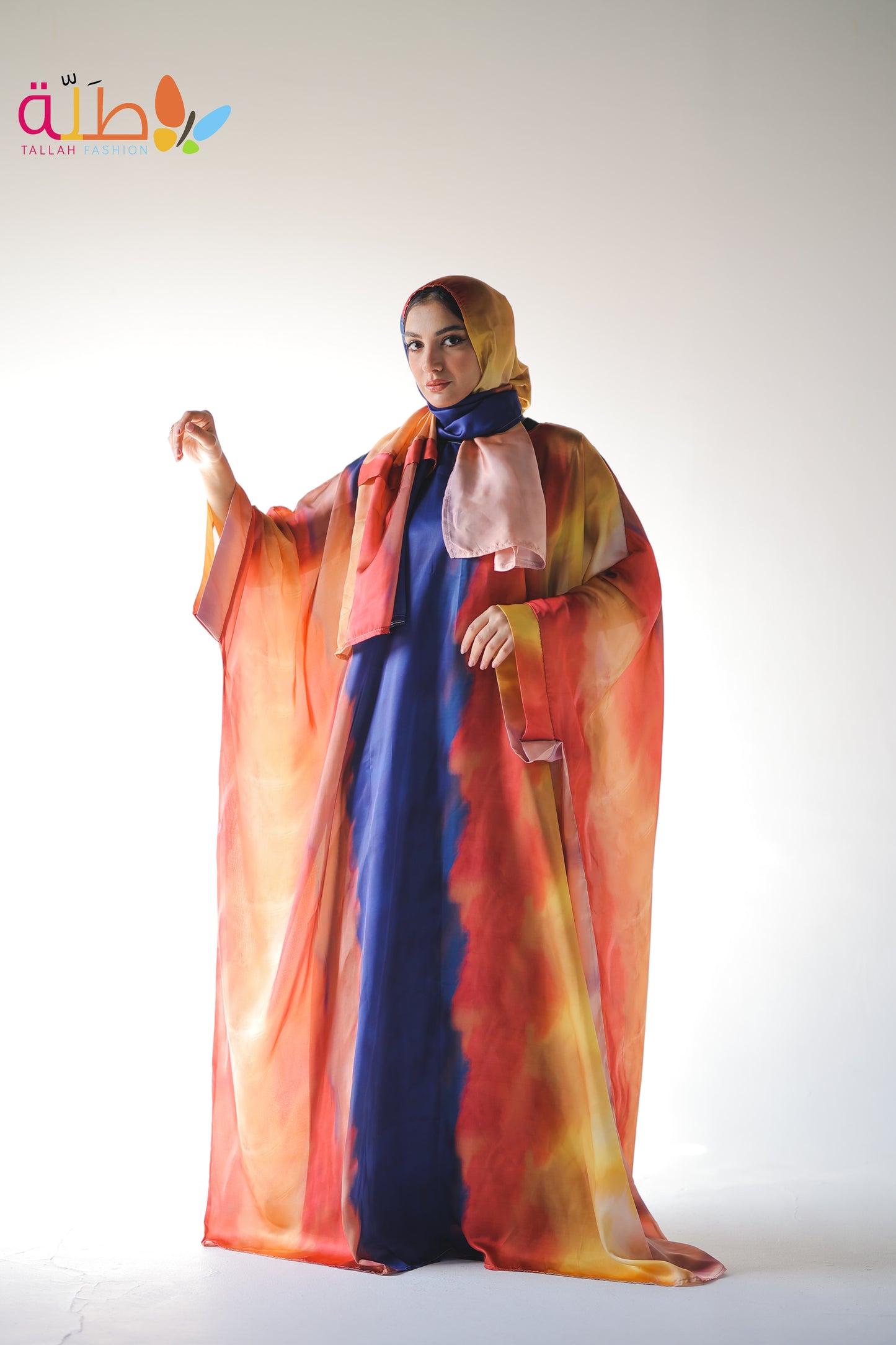 Malhafa Satin - blue & orange fade