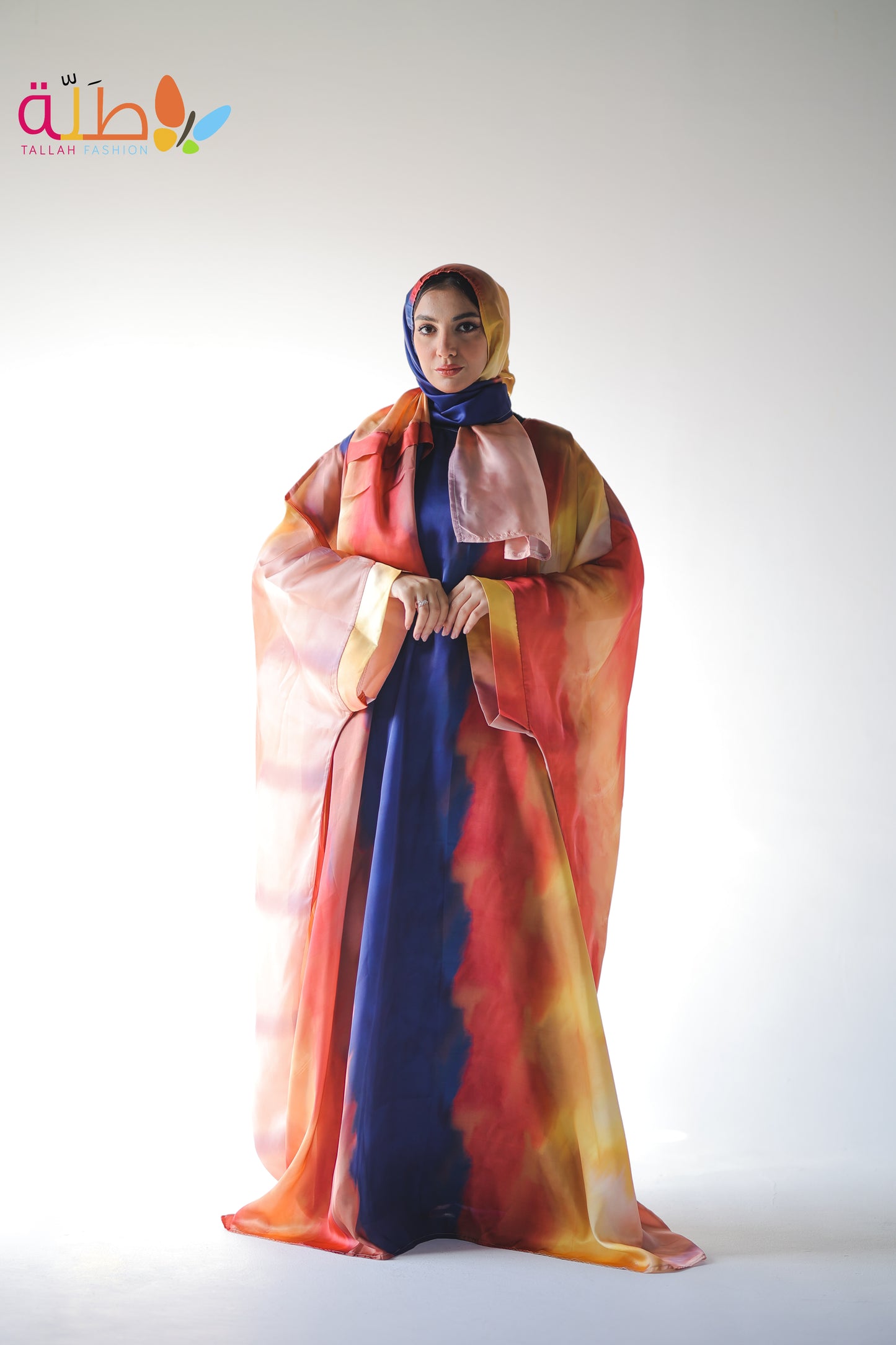 Malhafa Satin - blue & orange fade