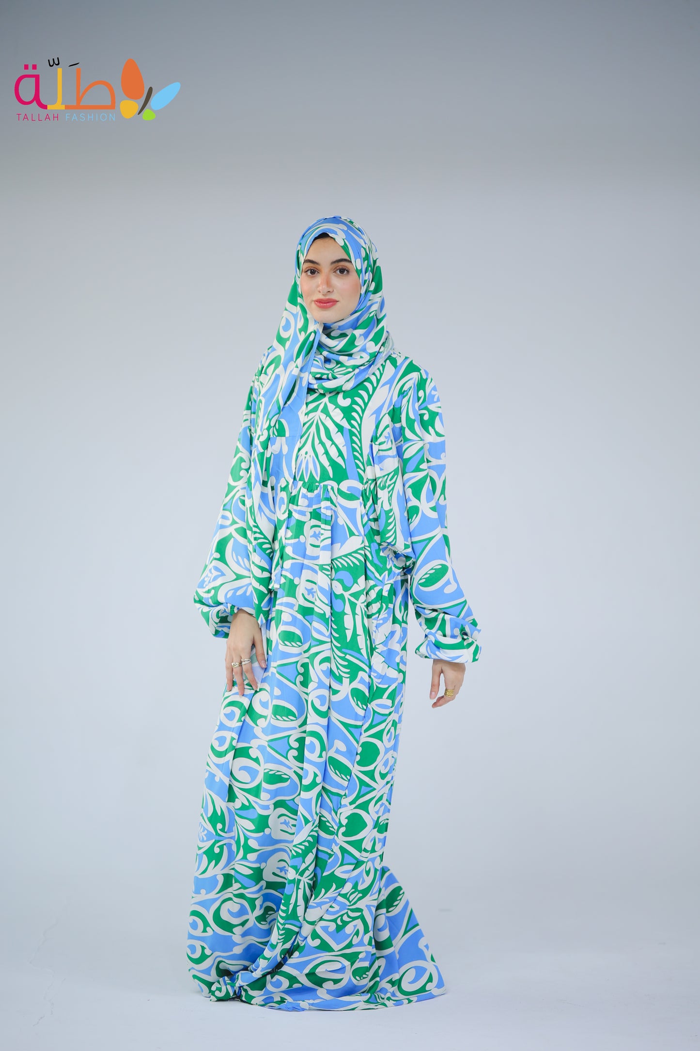 Viscose - bright blue pattern