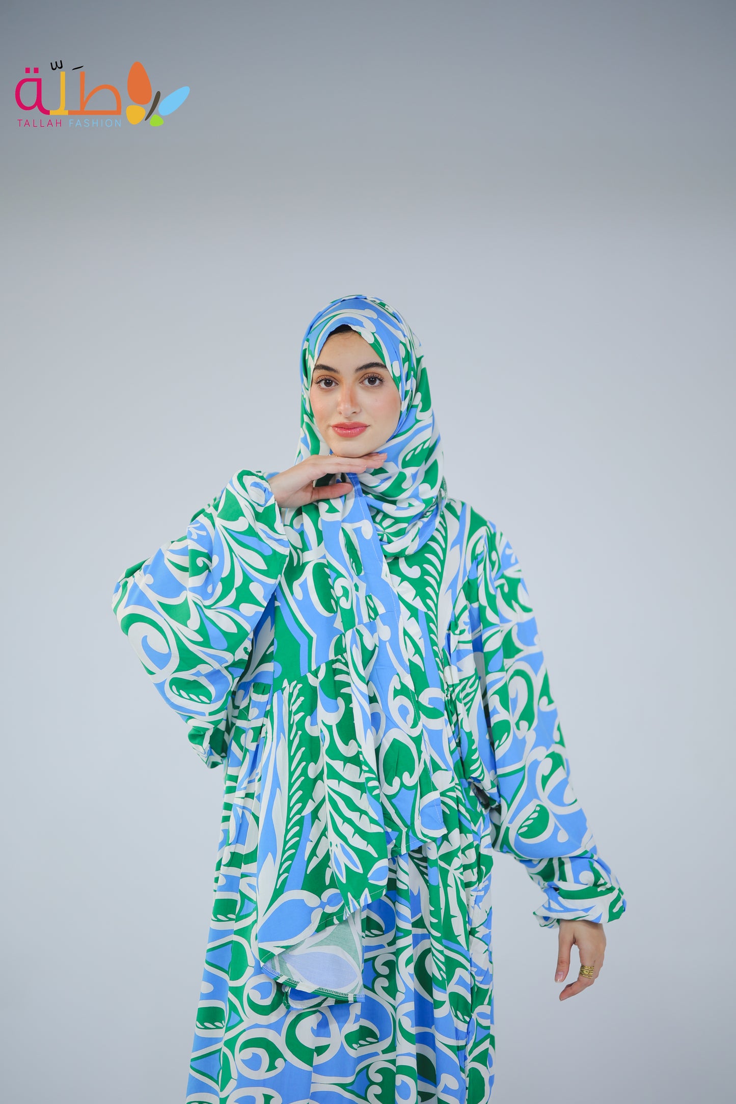 Viscose - bright blue pattern