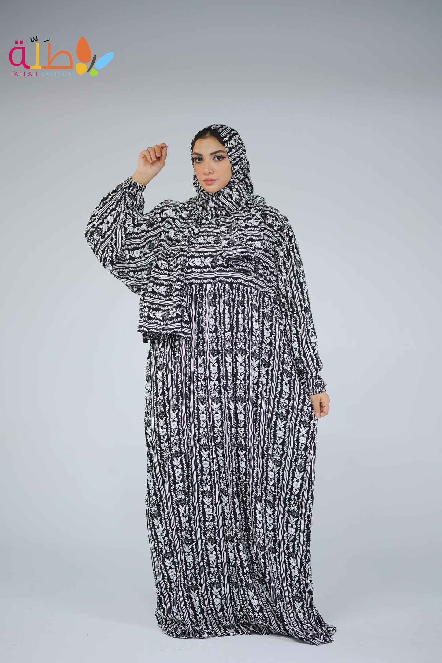 Viscose - black & white pattern