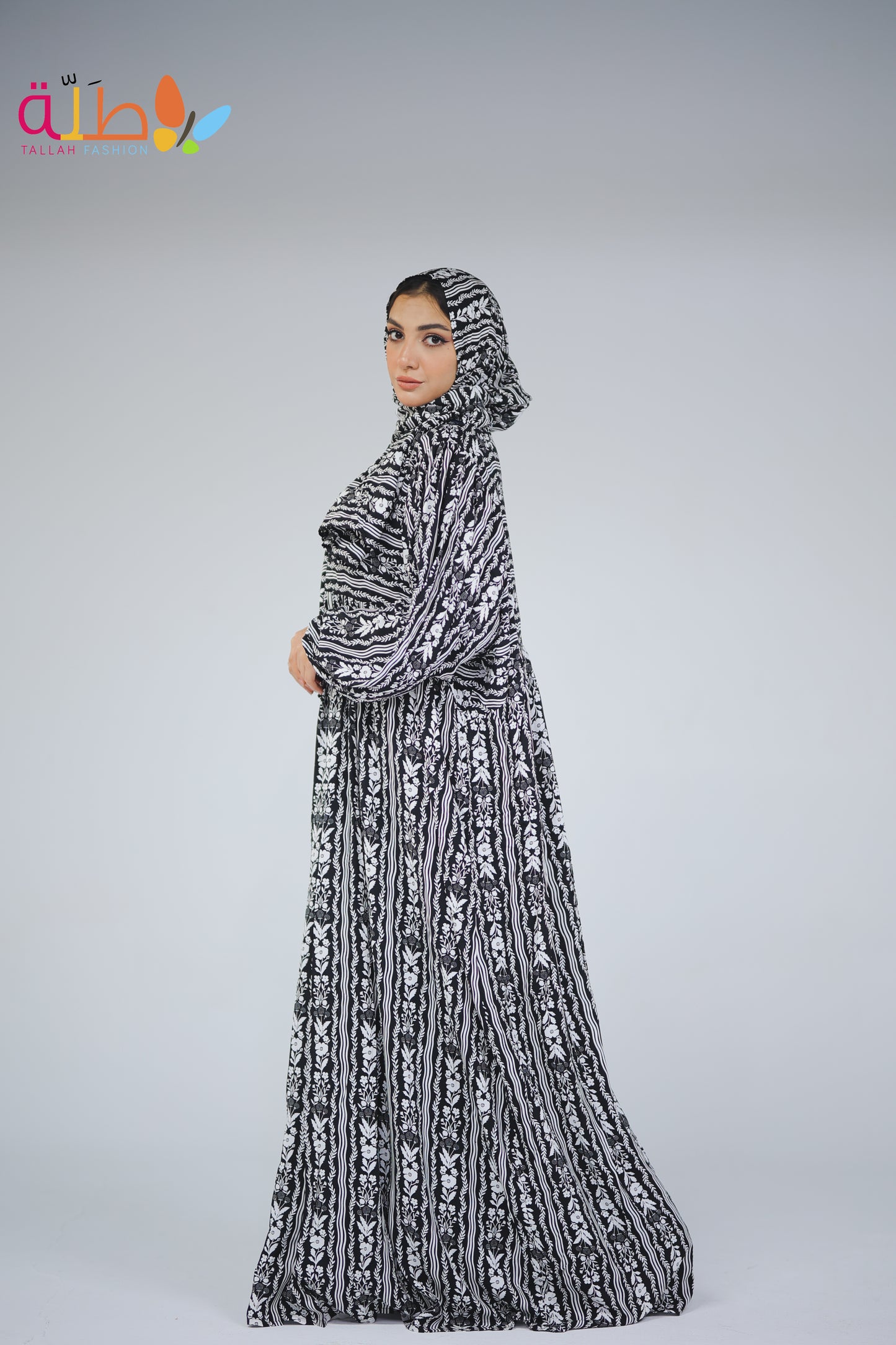 Viscose - black & white pattern