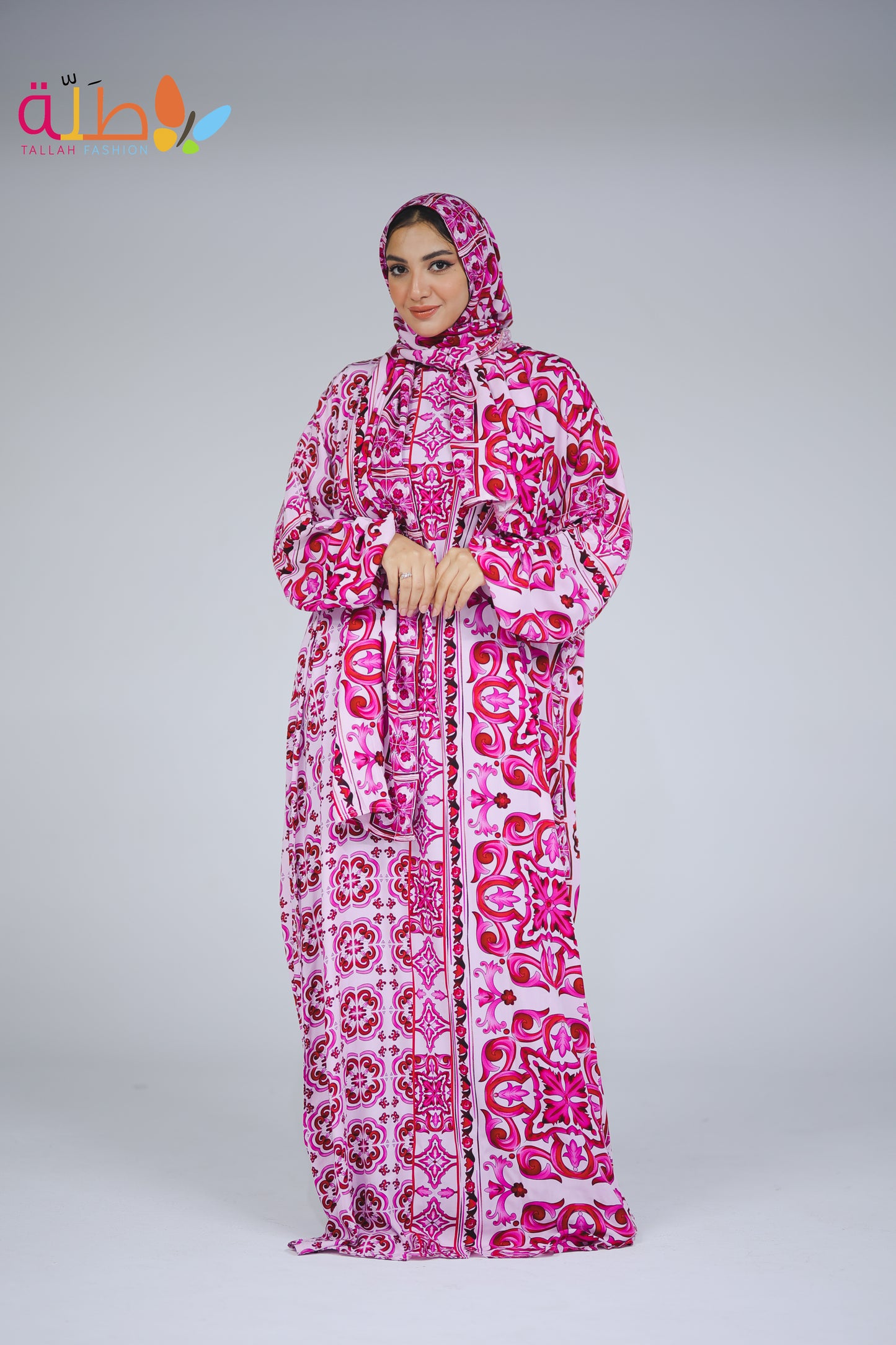 Viscose - pink & white pattern