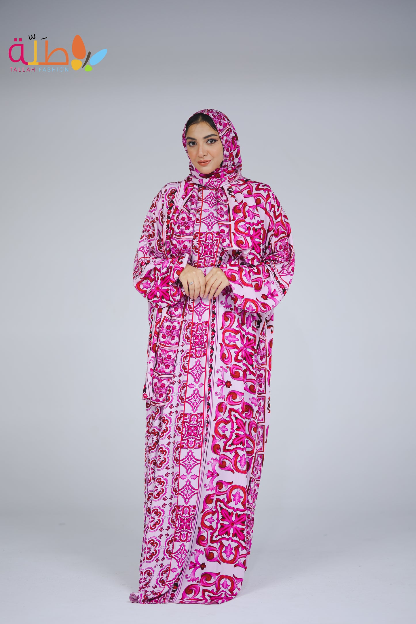 Viscose - pink & white pattern