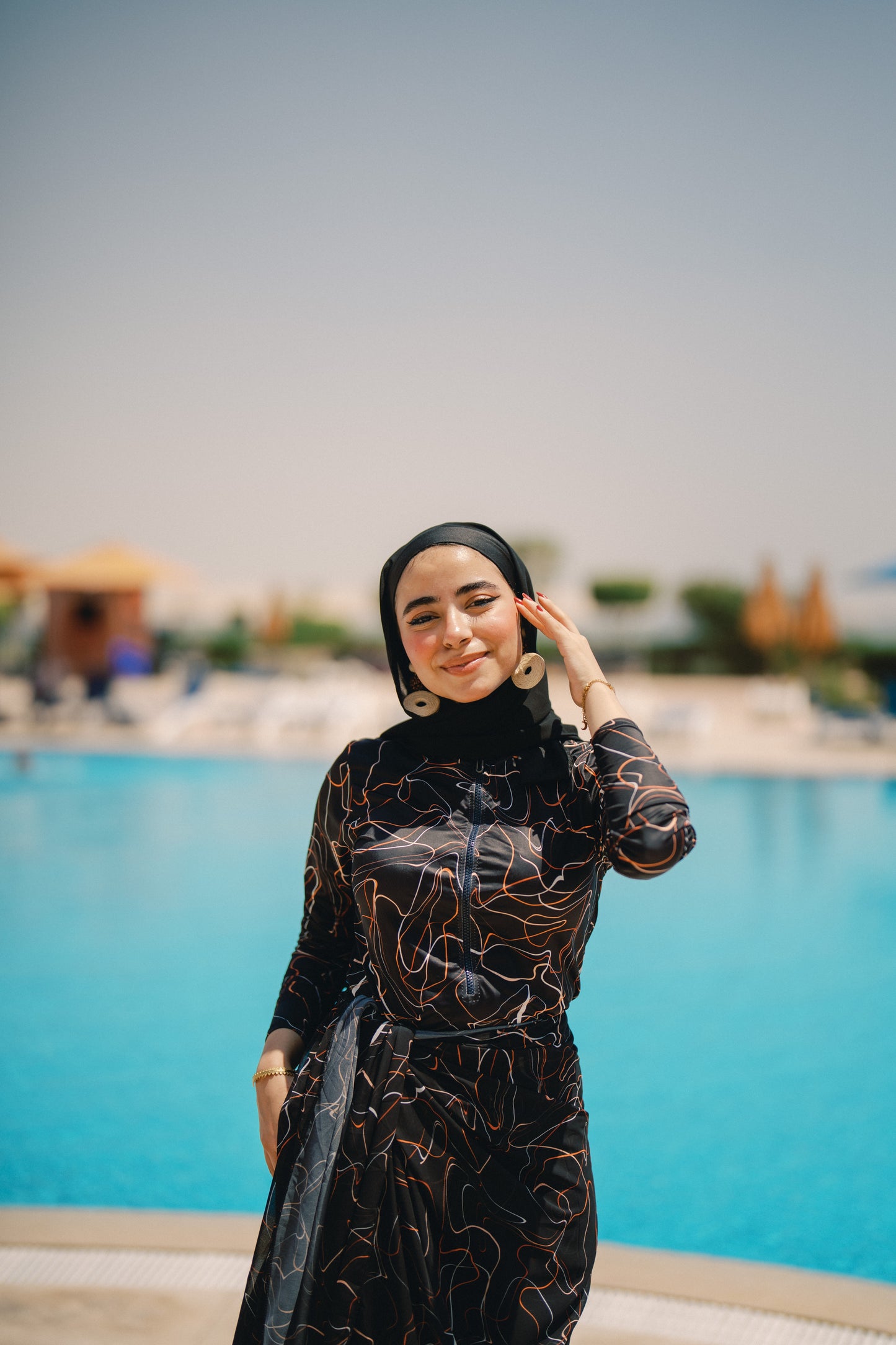 Burkini - black & neon squiggles