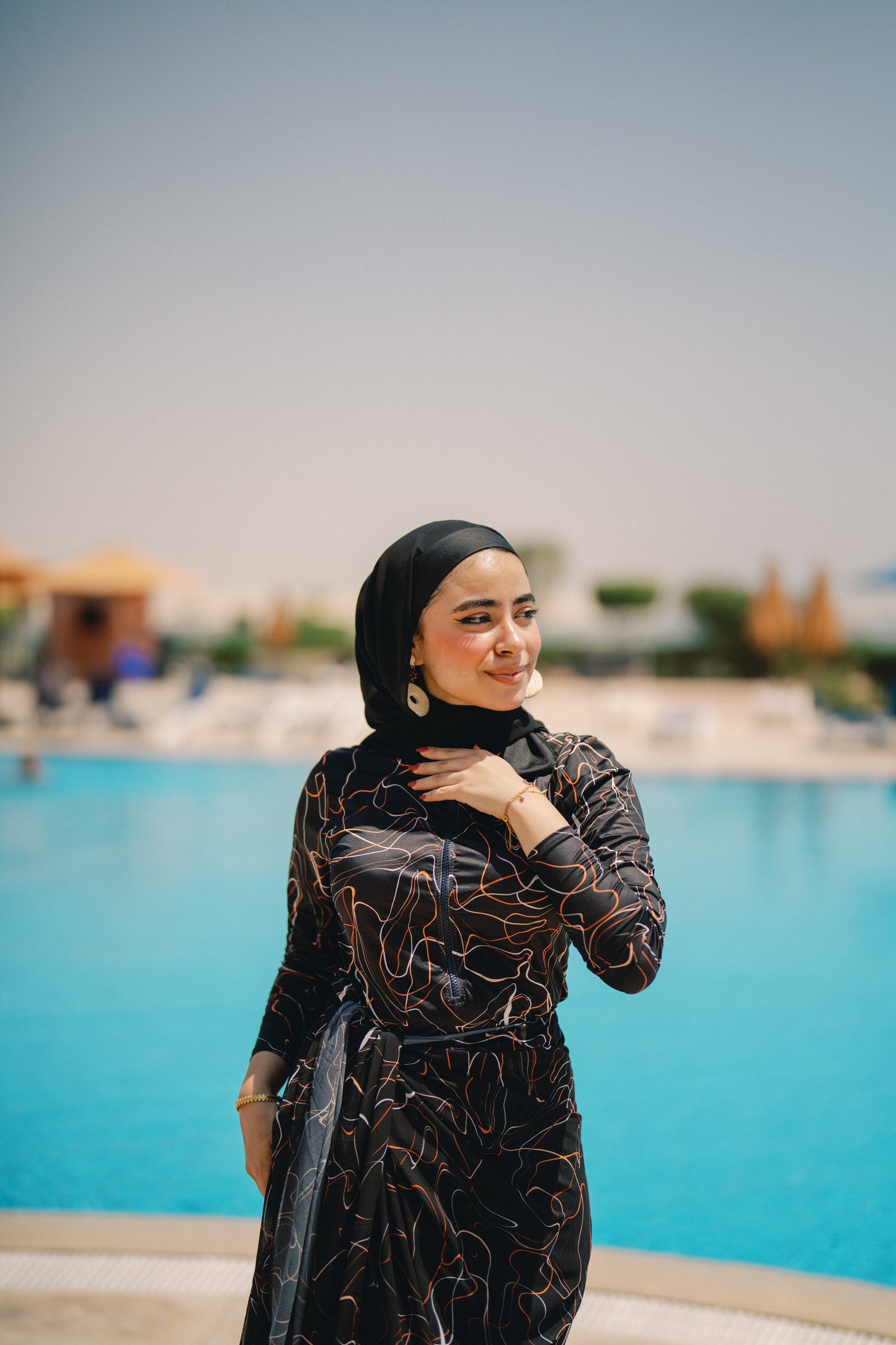 Burkini - black & neon squiggles
