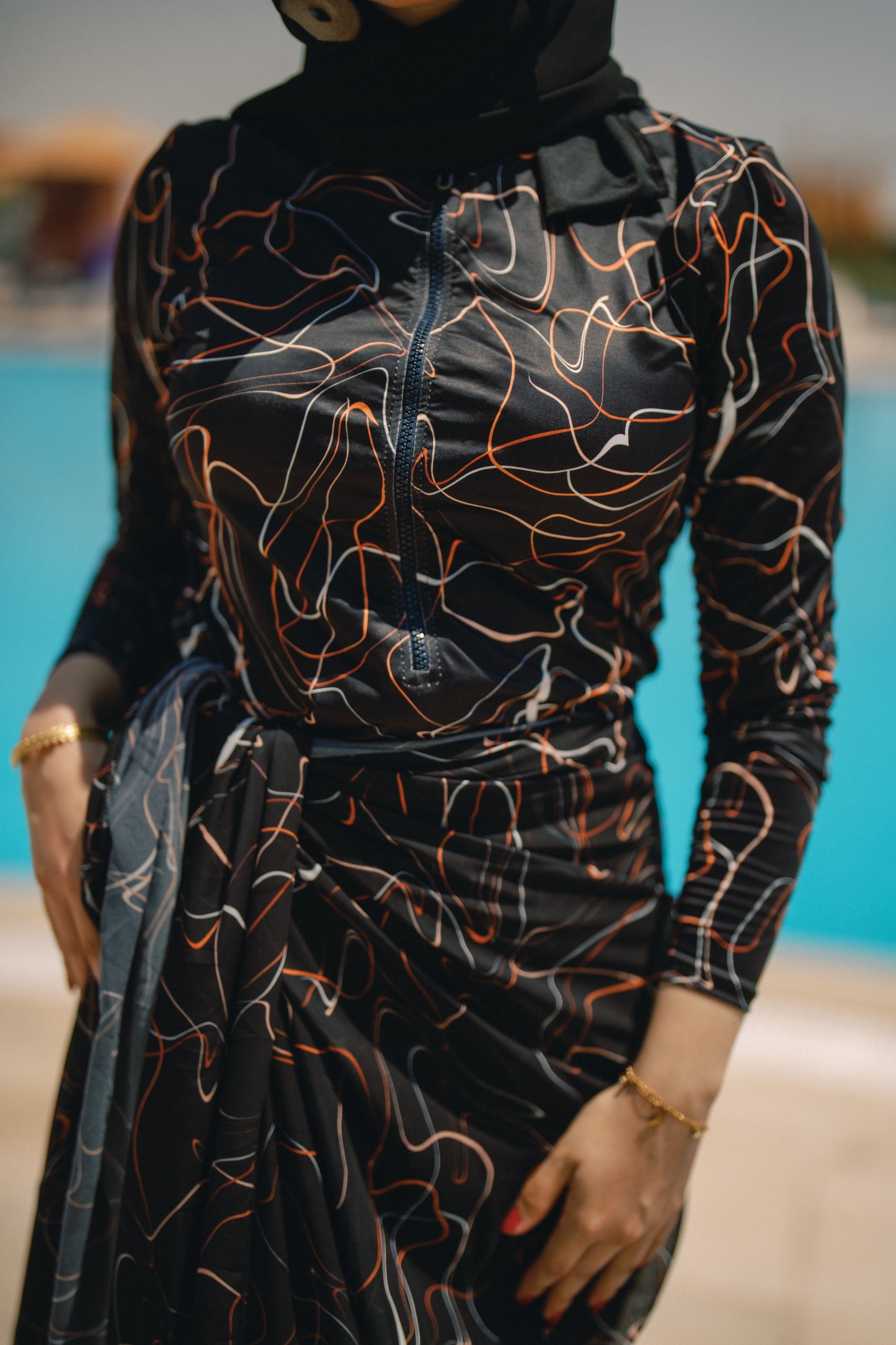 Burkini - black & neon squiggles