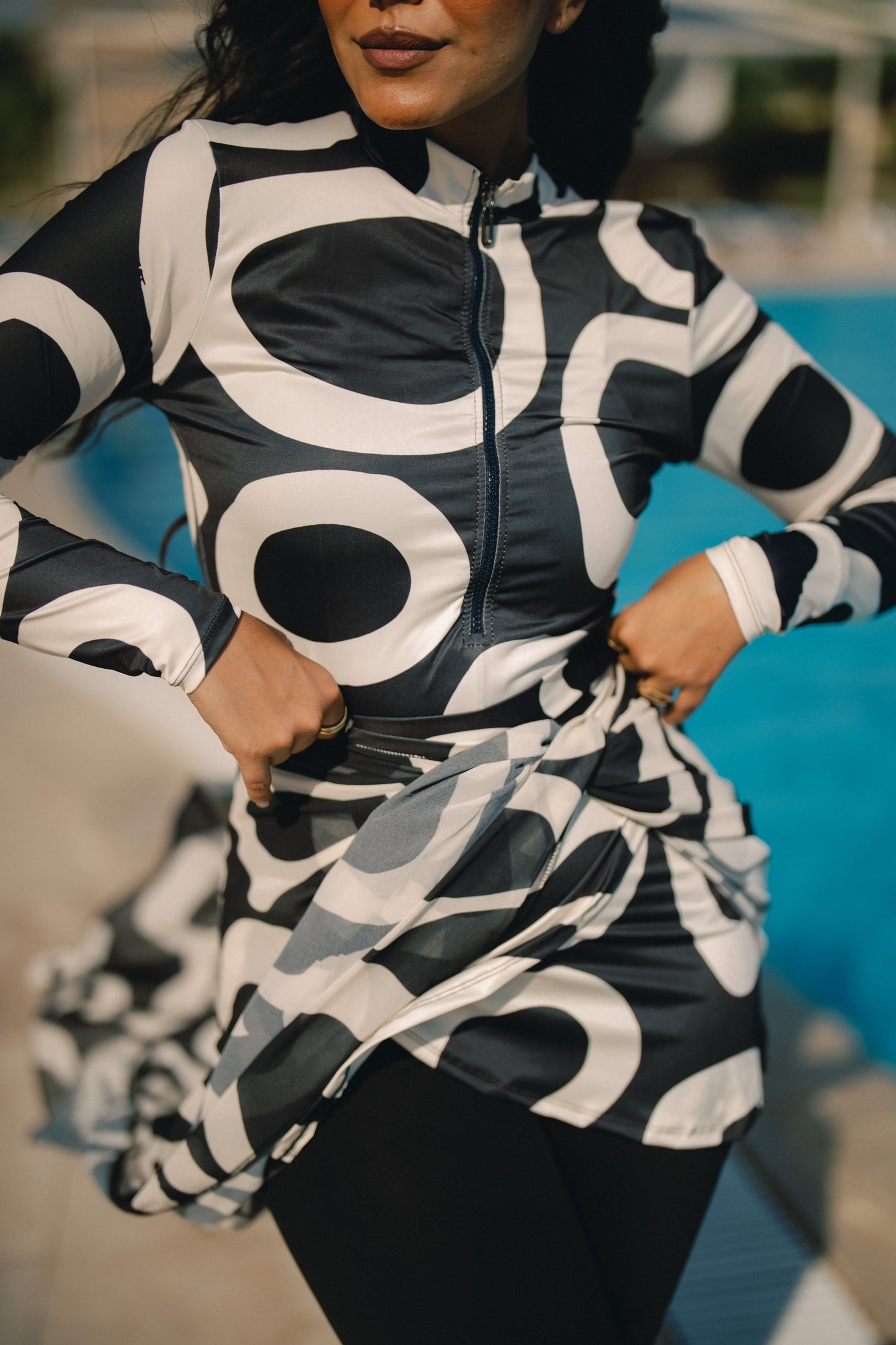 Burkini - black & white circles