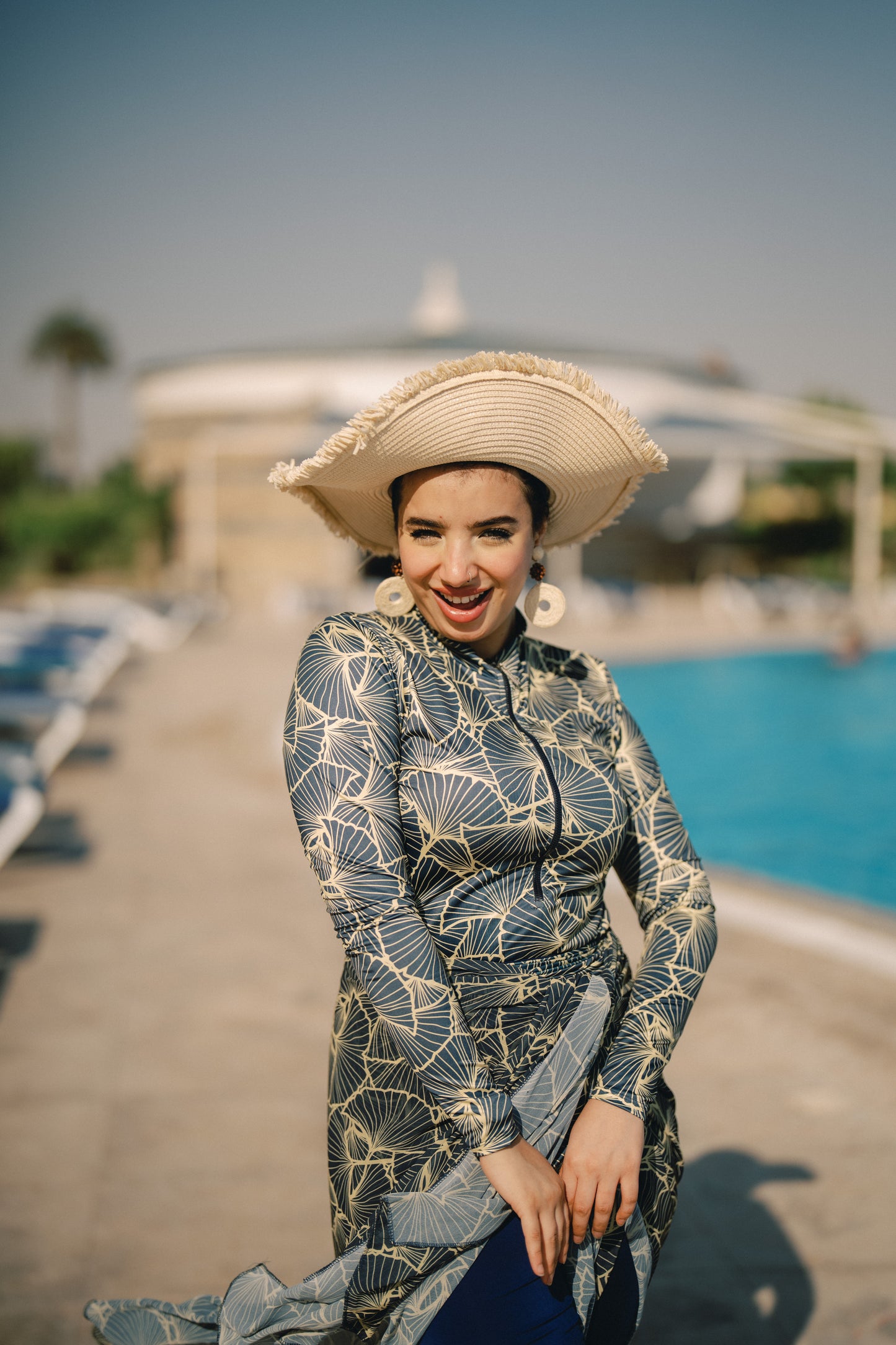 Burkini - dark blue & gold webs