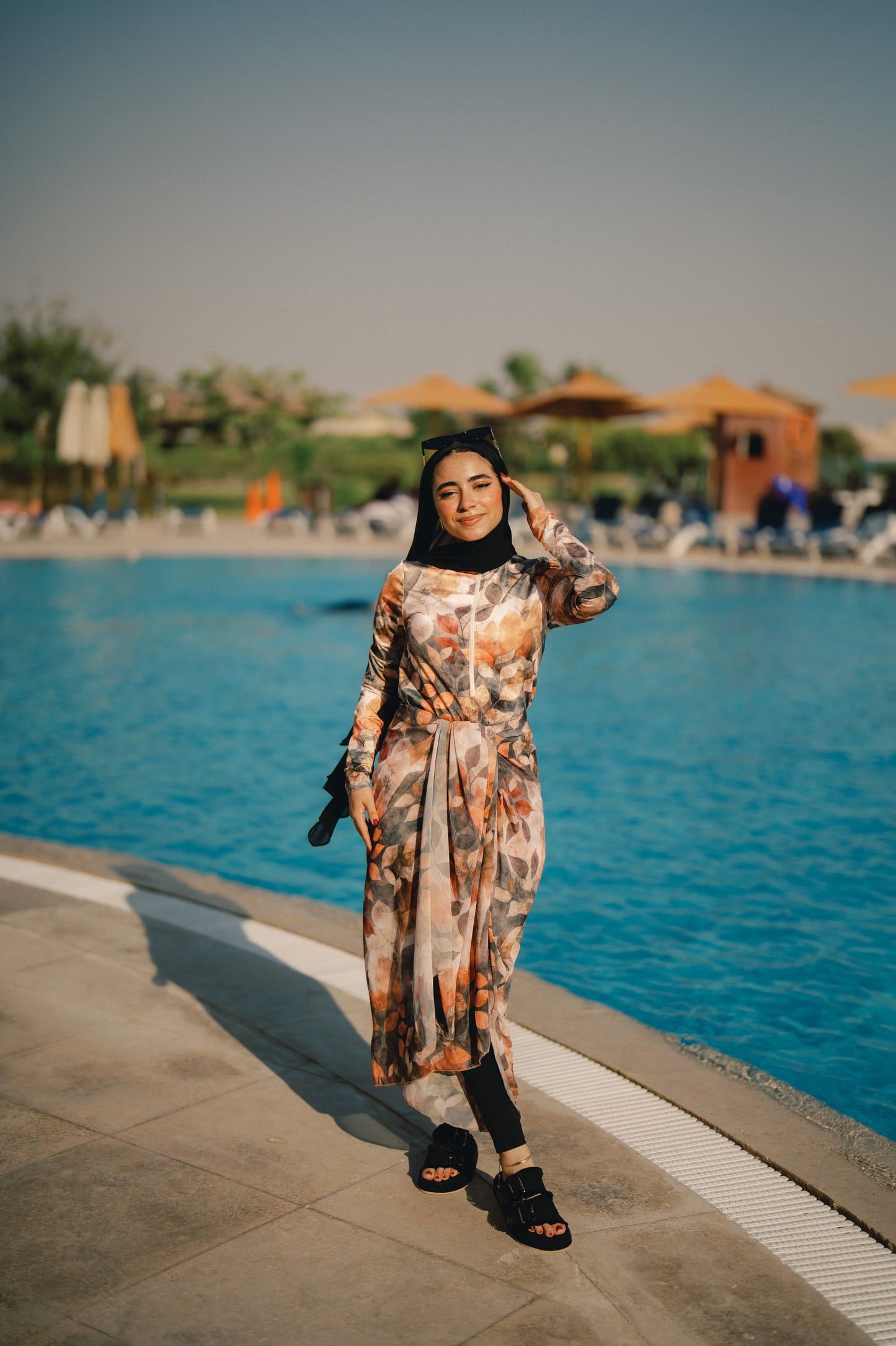 Burkini - orange leaves