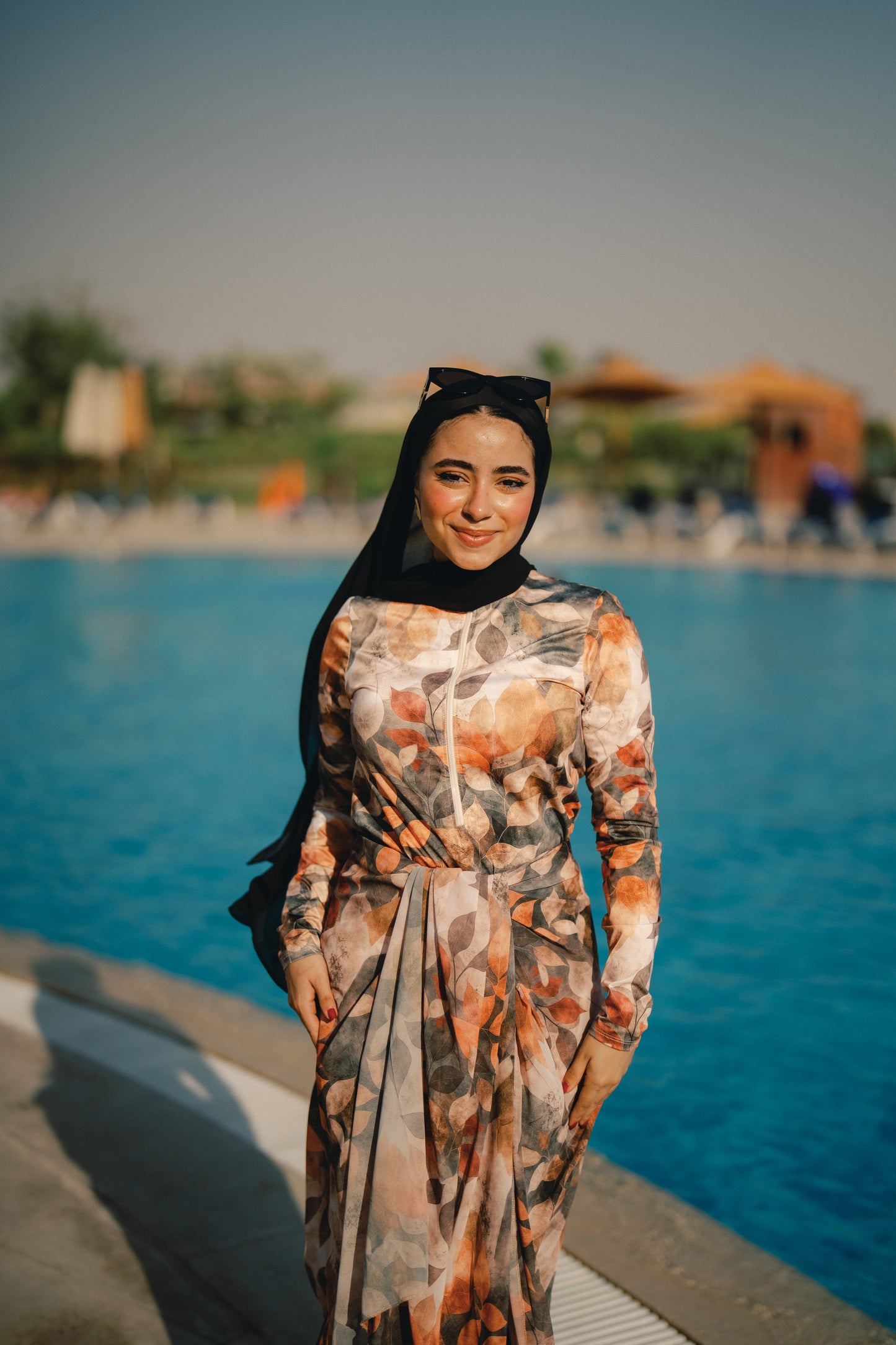 Burkini - orange leaves