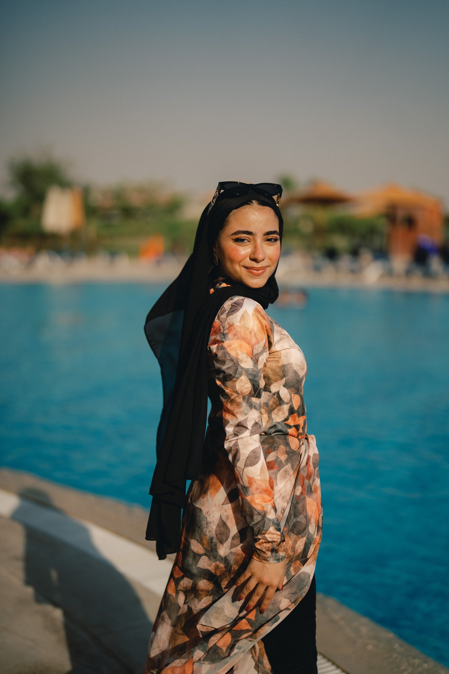 Burkini - orange leaves