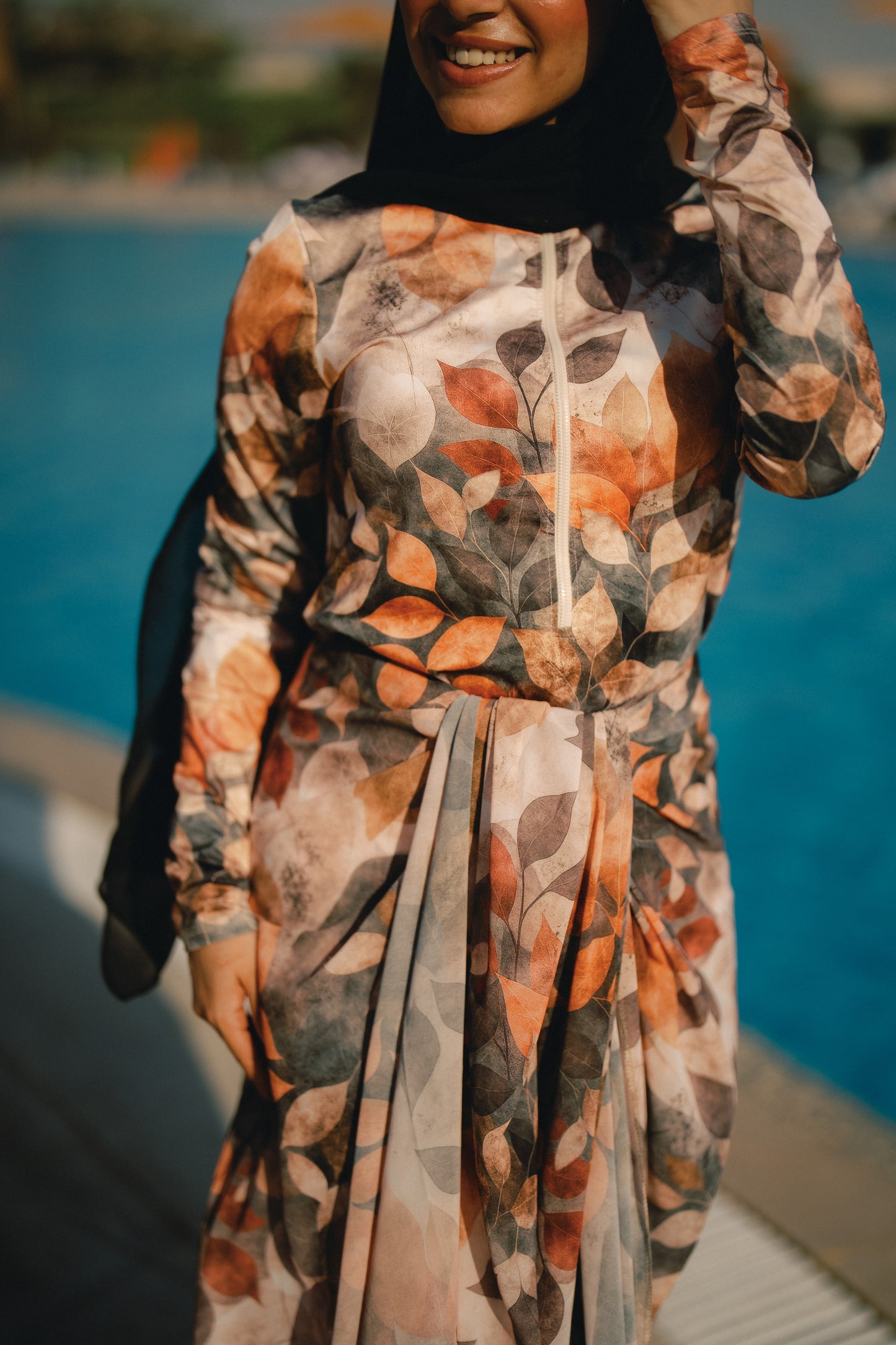 Burkini - orange leaves