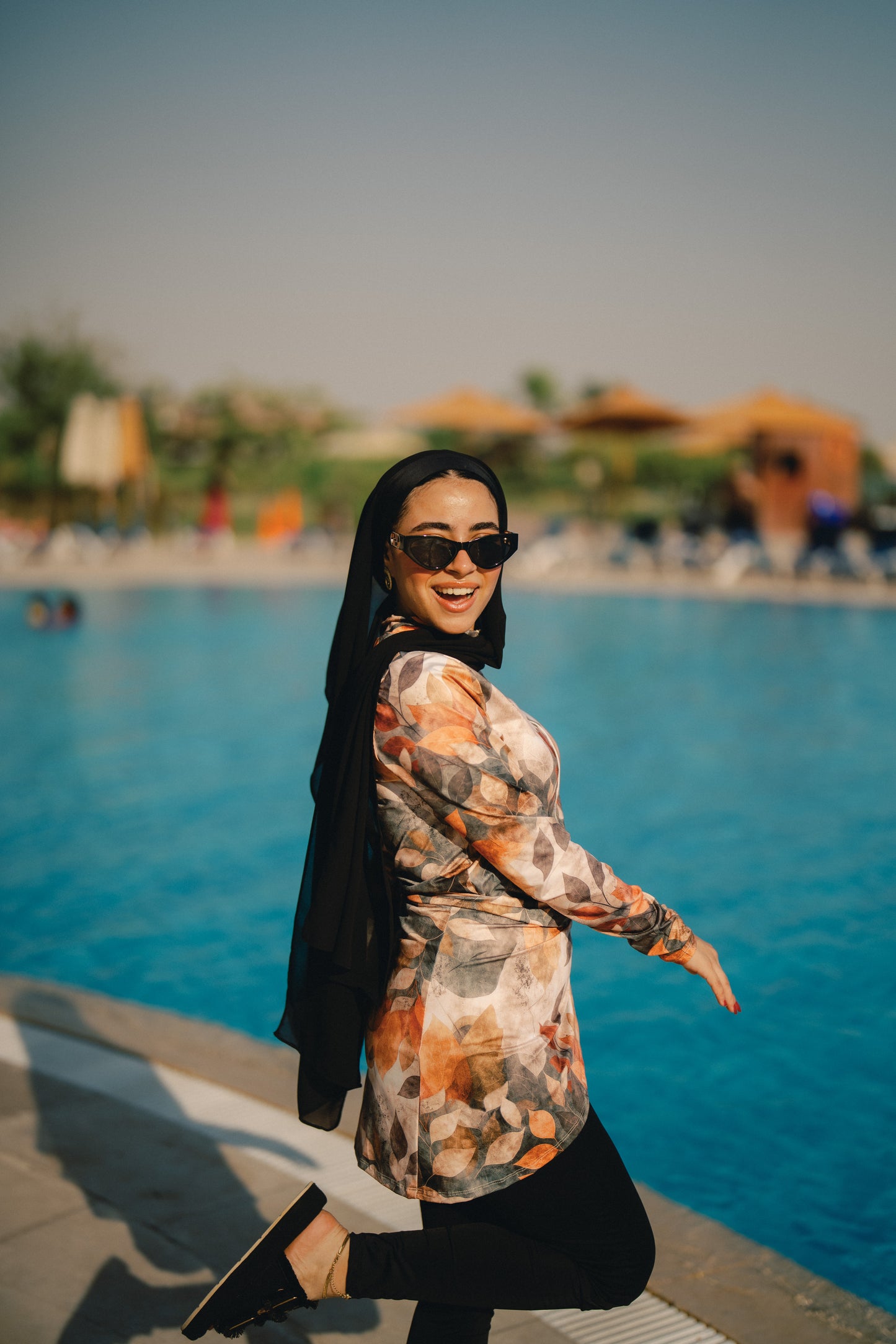 Burkini - orange leaves