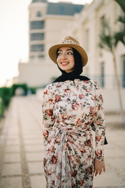 Burkini - white & flowers
