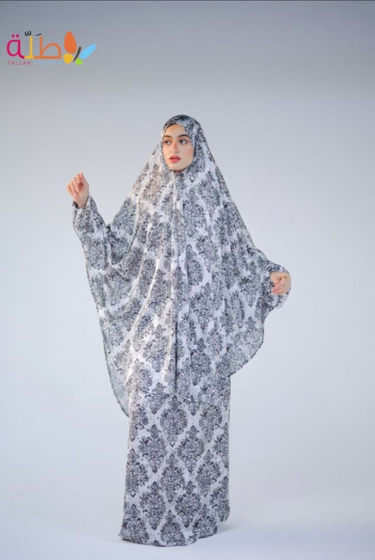 Satin isdal 2 pieces- grey & white