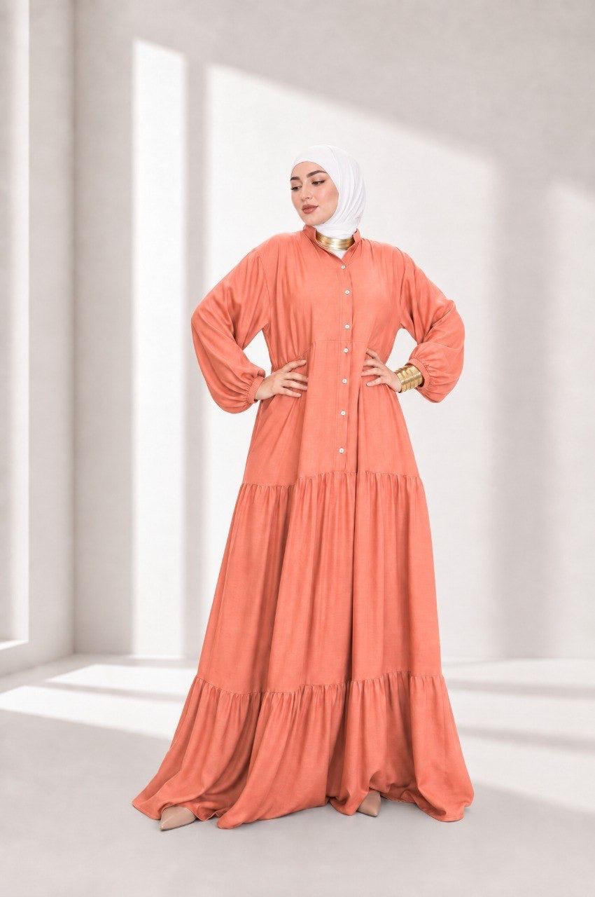 Flow Dress - peach coral