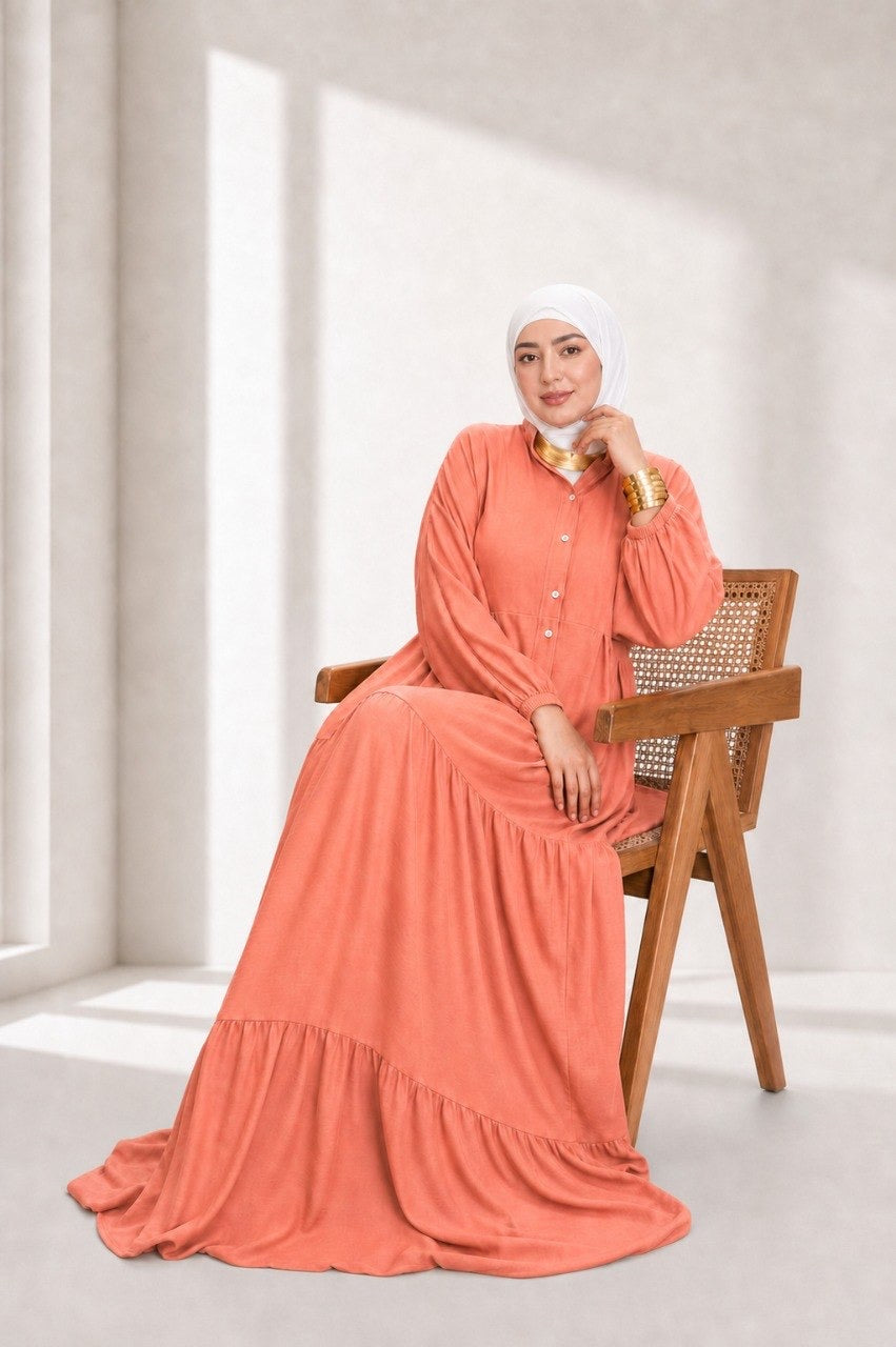 Flow Dress - peach coral