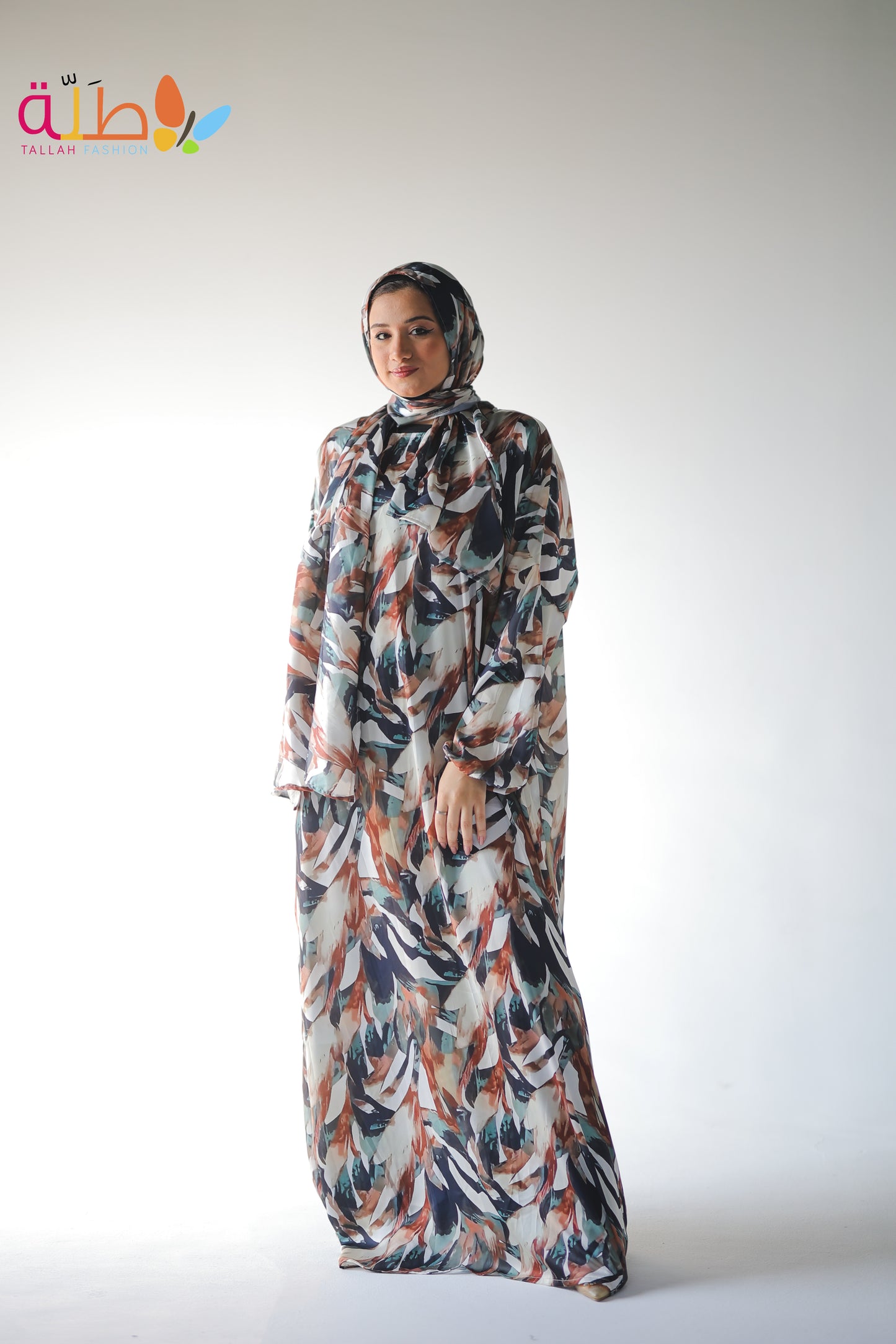 Isdal Satin - green, white & orange