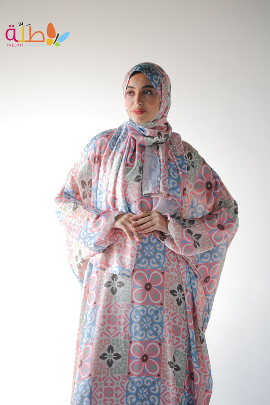 Malhafa Satin - pink, green & blue