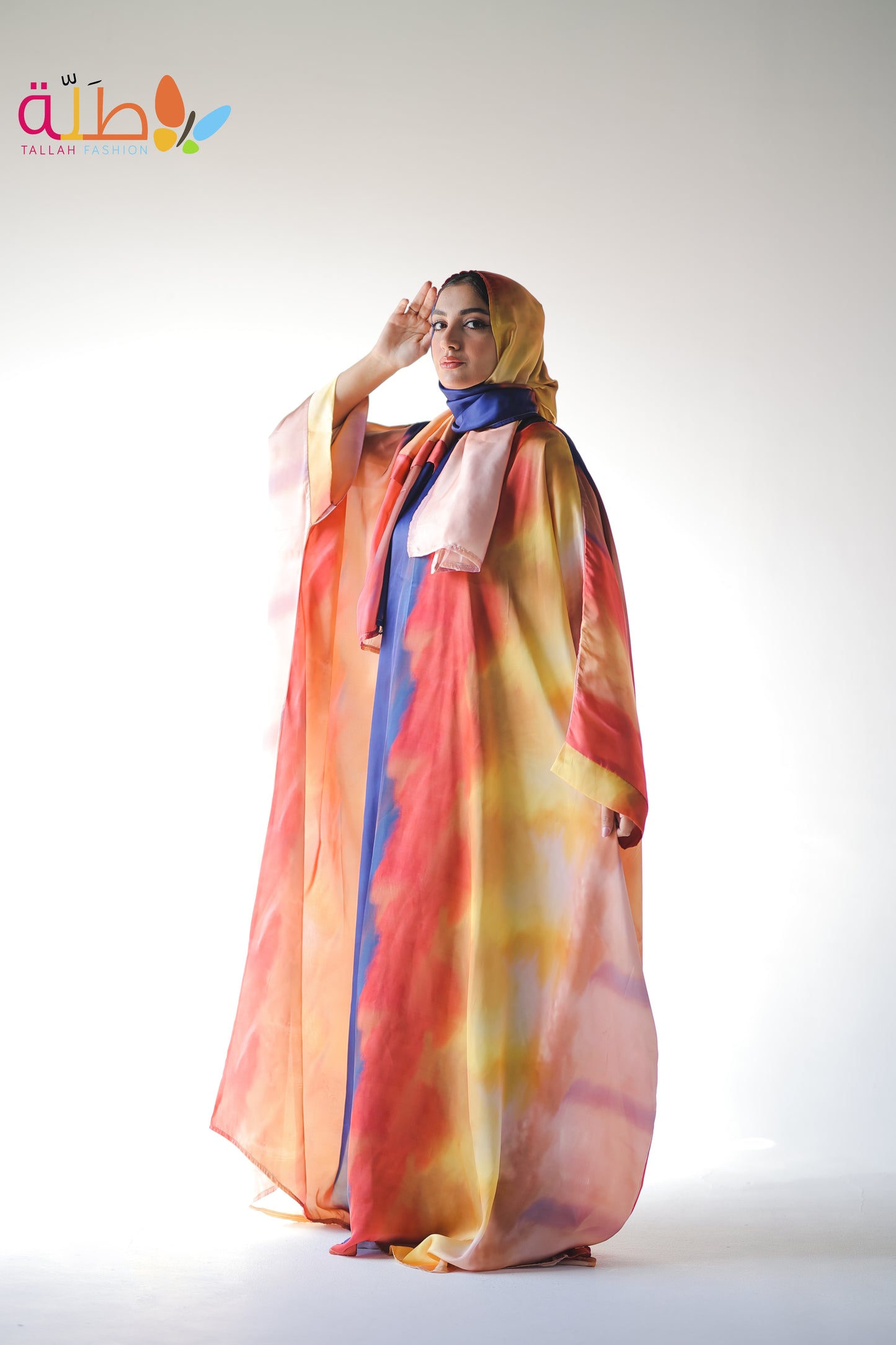 Malhafa Satin - blue & orange fade
