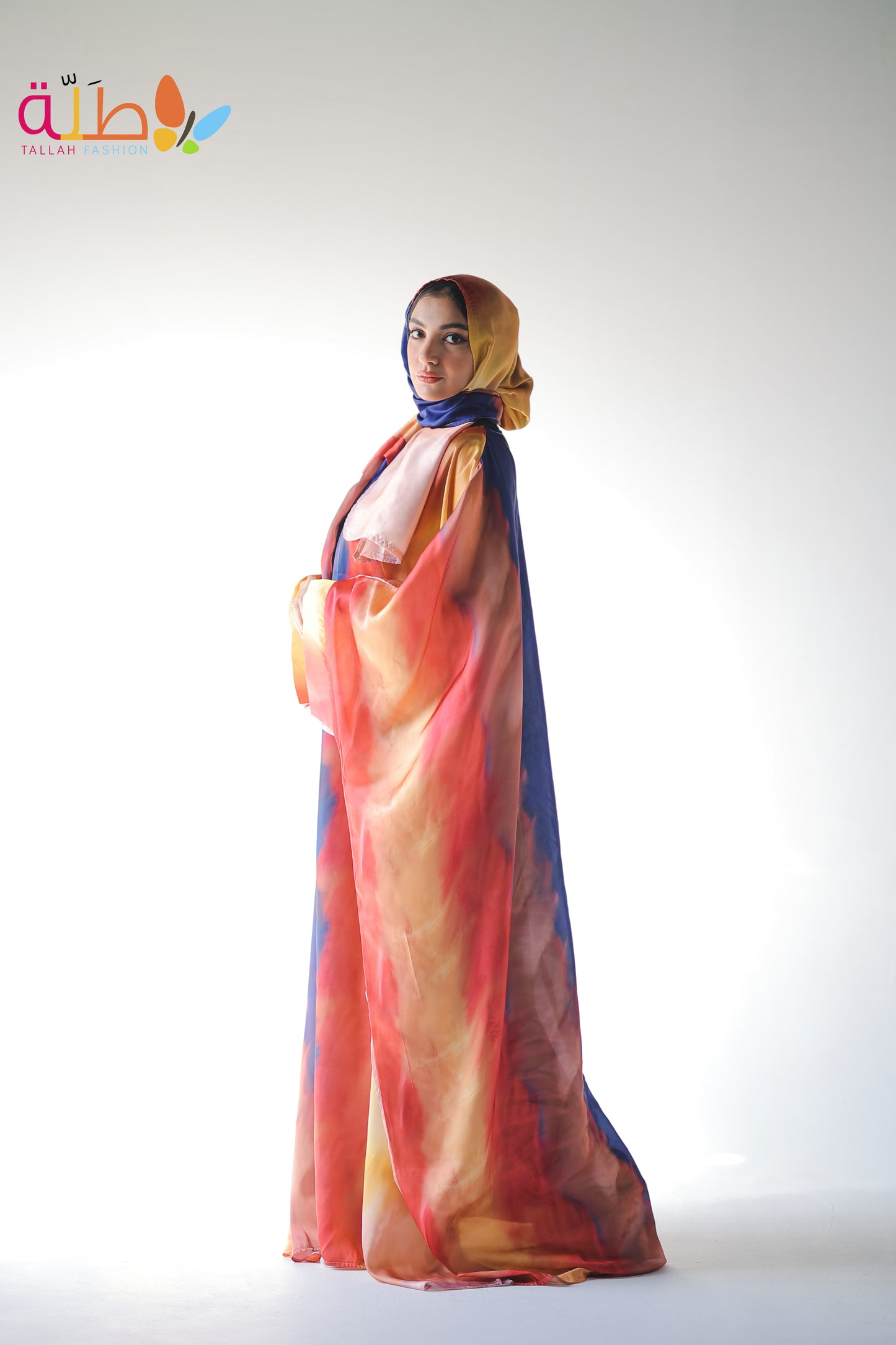 Malhafa Satin - blue & orange fade