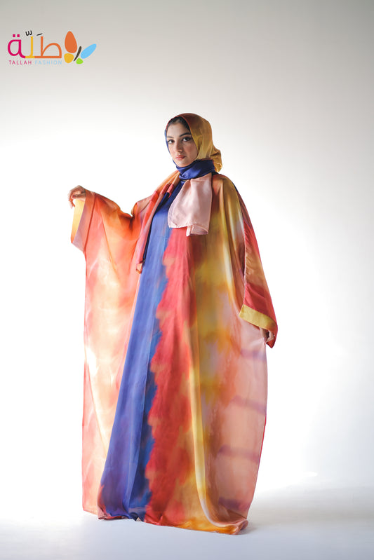 Malhafa Satin - blue & orange fade