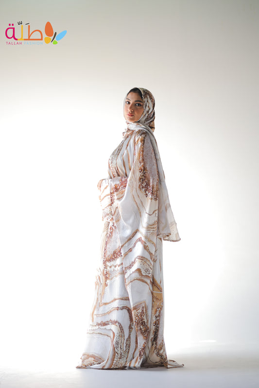 Malhafa Satin - white & gold