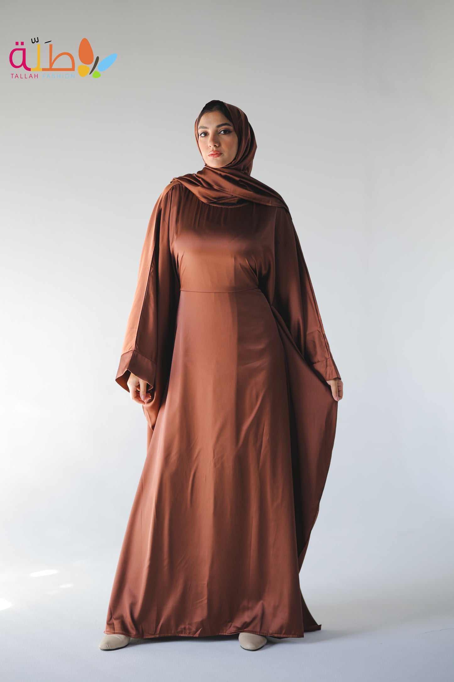 Abaya Satin - bright brown