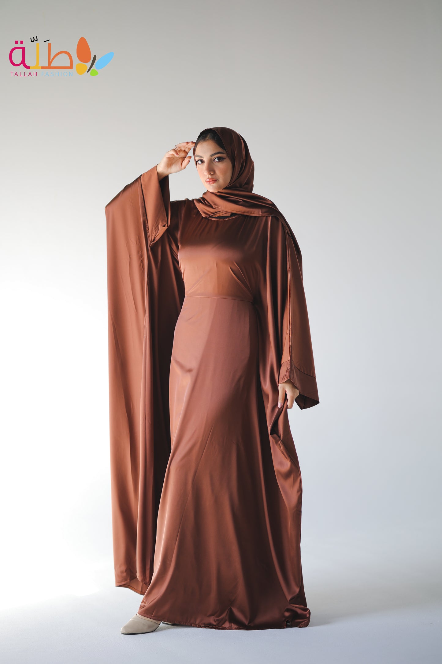 Abaya Satin - bright brown