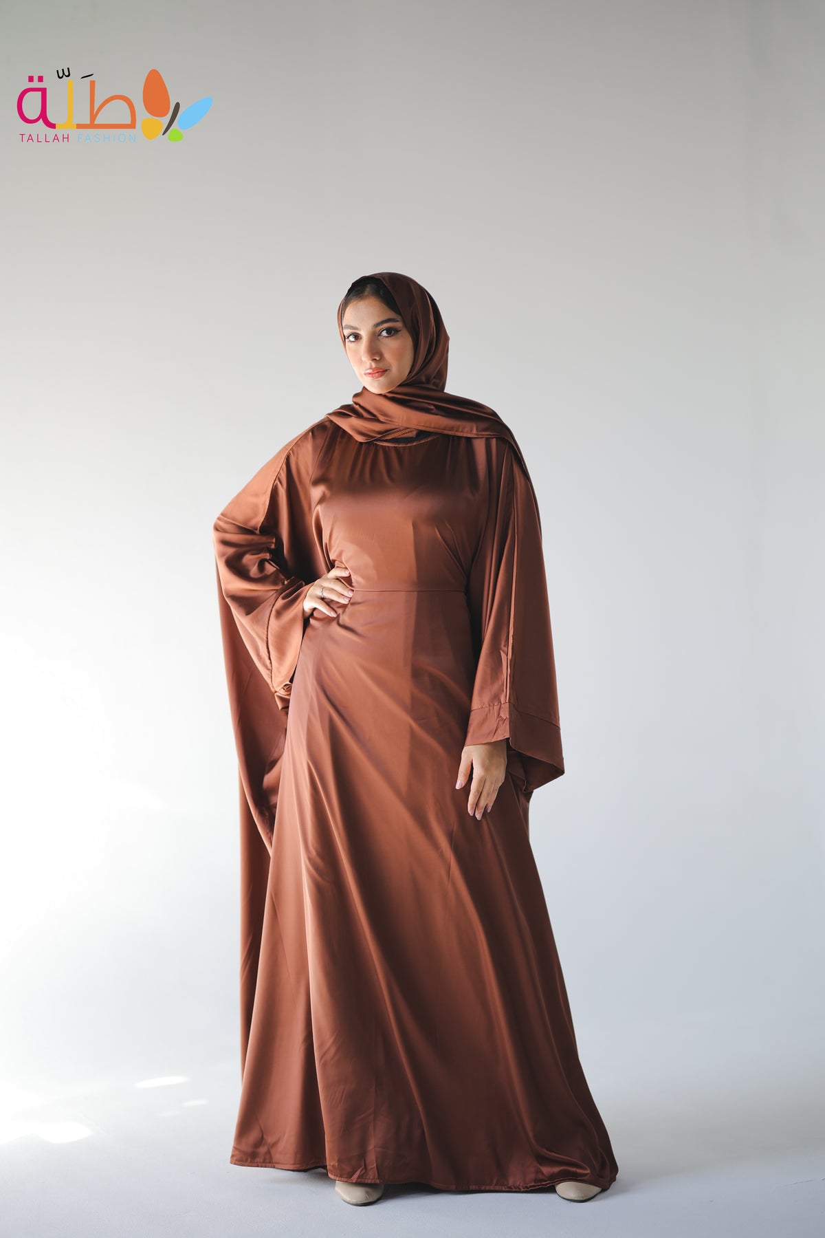 Abaya Satin - bright brown