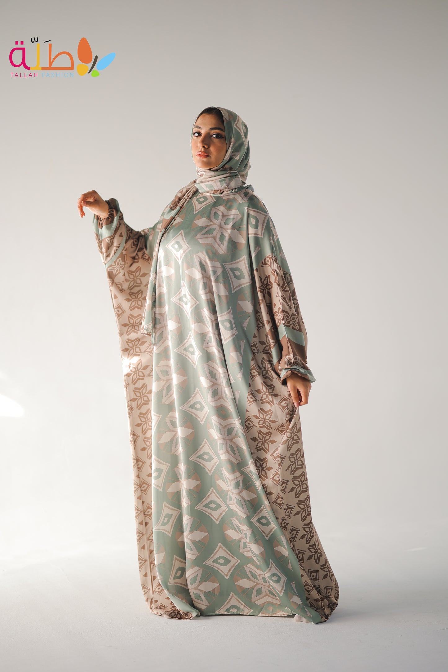 Malhafa Satin - green & brown