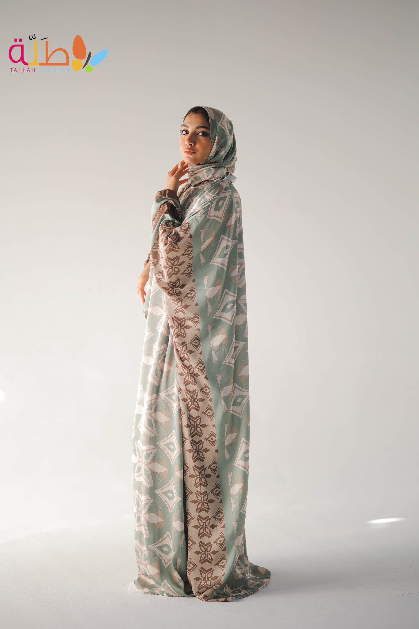 Malhafa Satin - green & brown