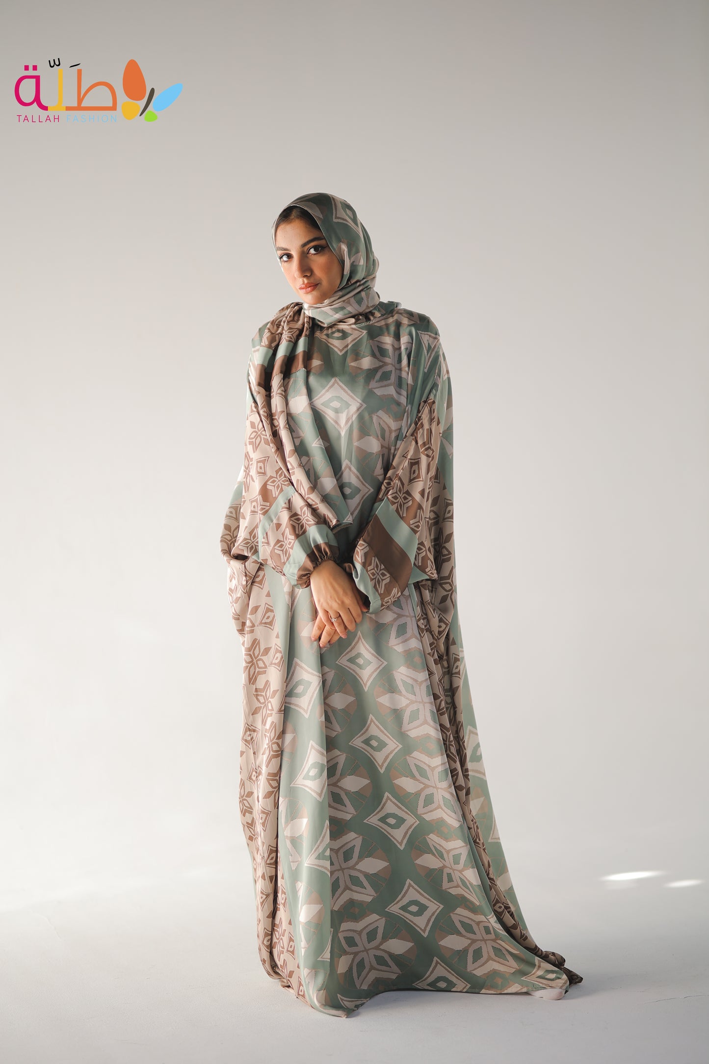 Malhafa Satin - green & brown