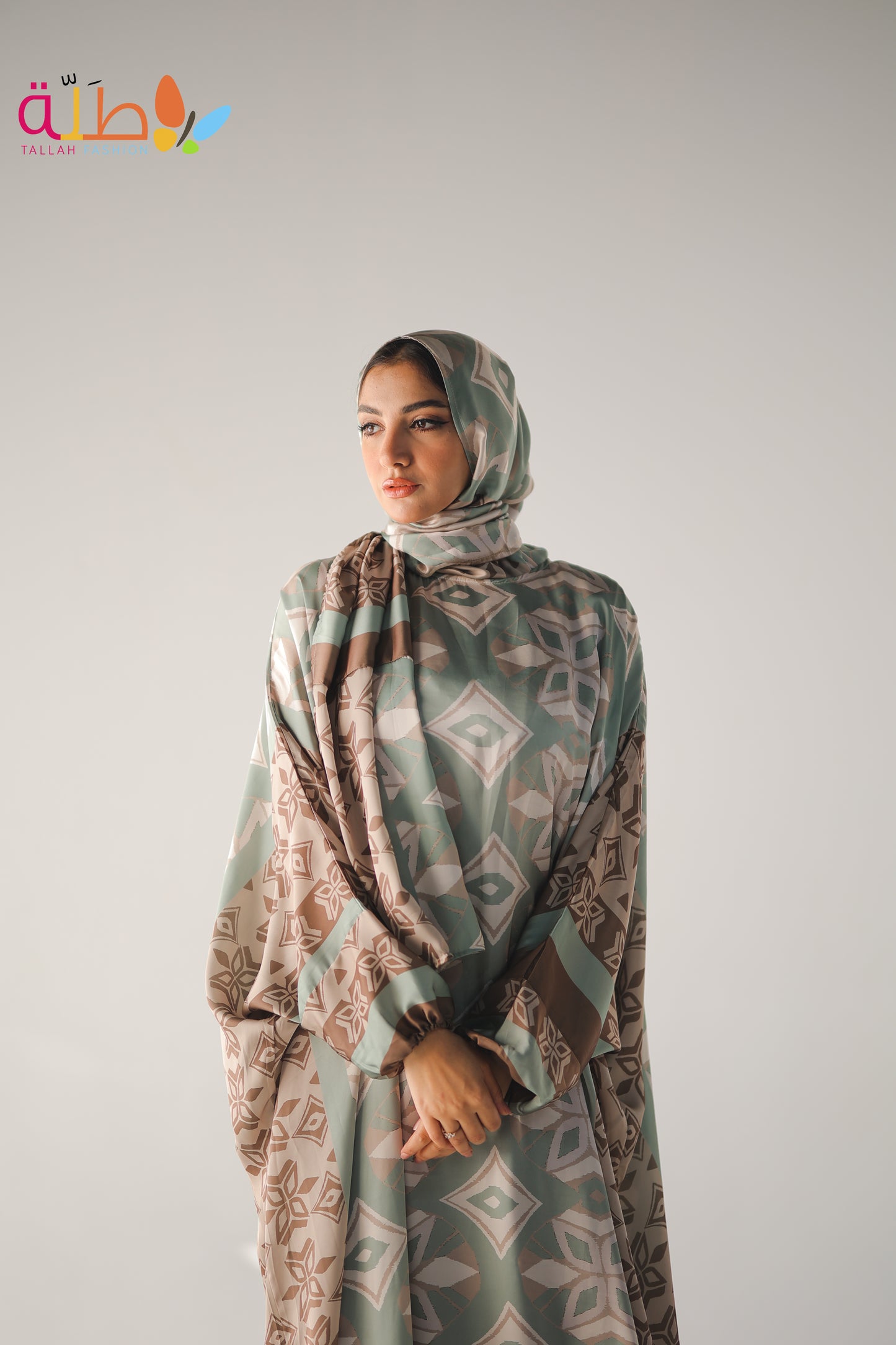 Malhafa Satin - green & brown