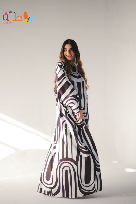 Malhafa Satin - off white & black