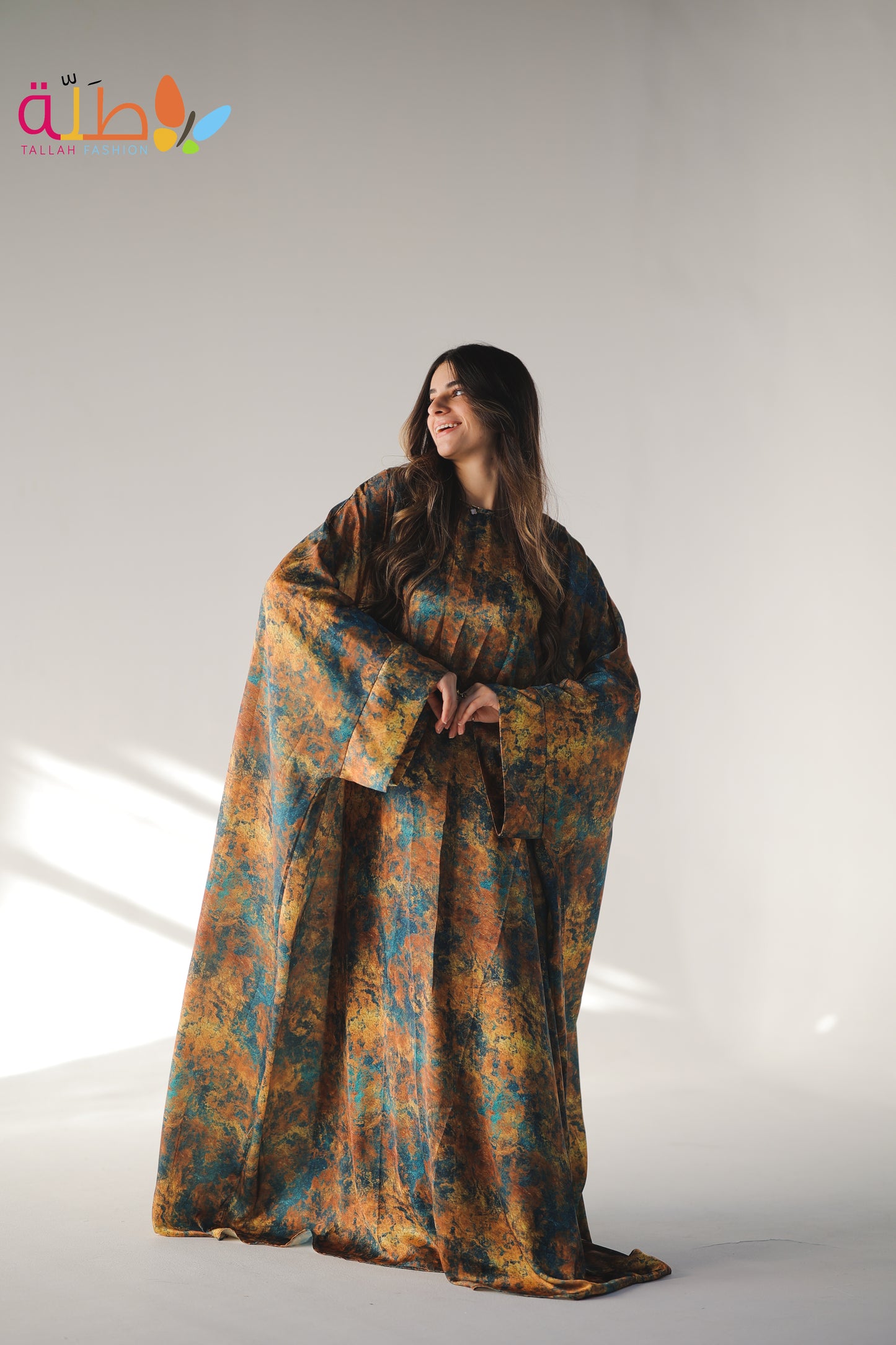 Malhafa Satin - orange & blue