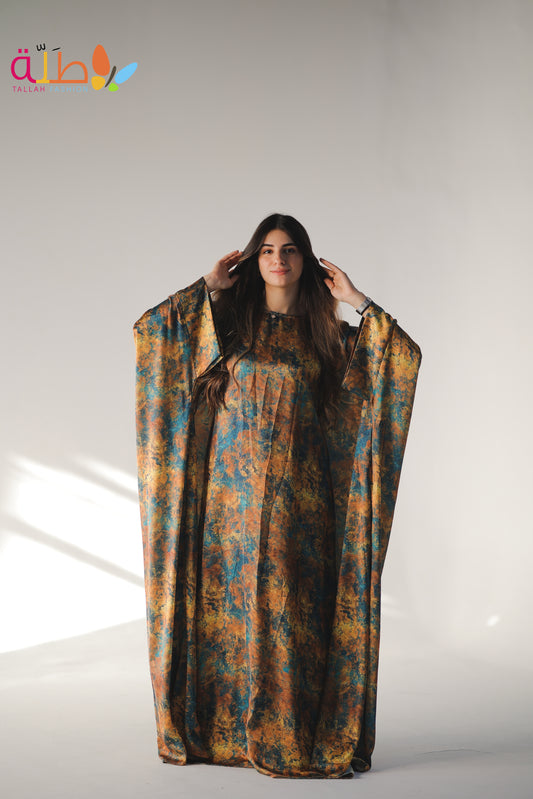 Malhafa Satin - orange & blue