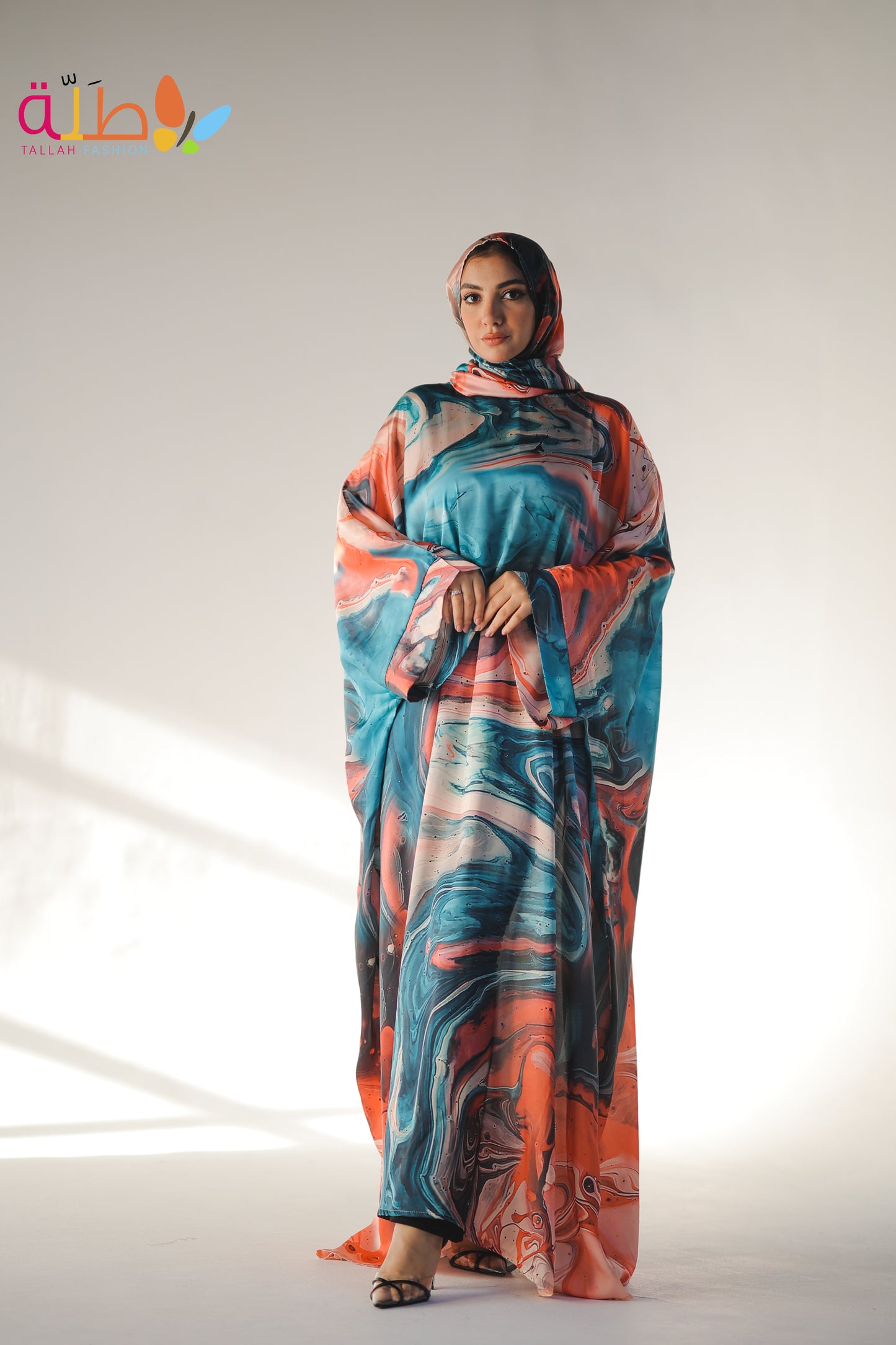 Malhafa Satin - blue & orange