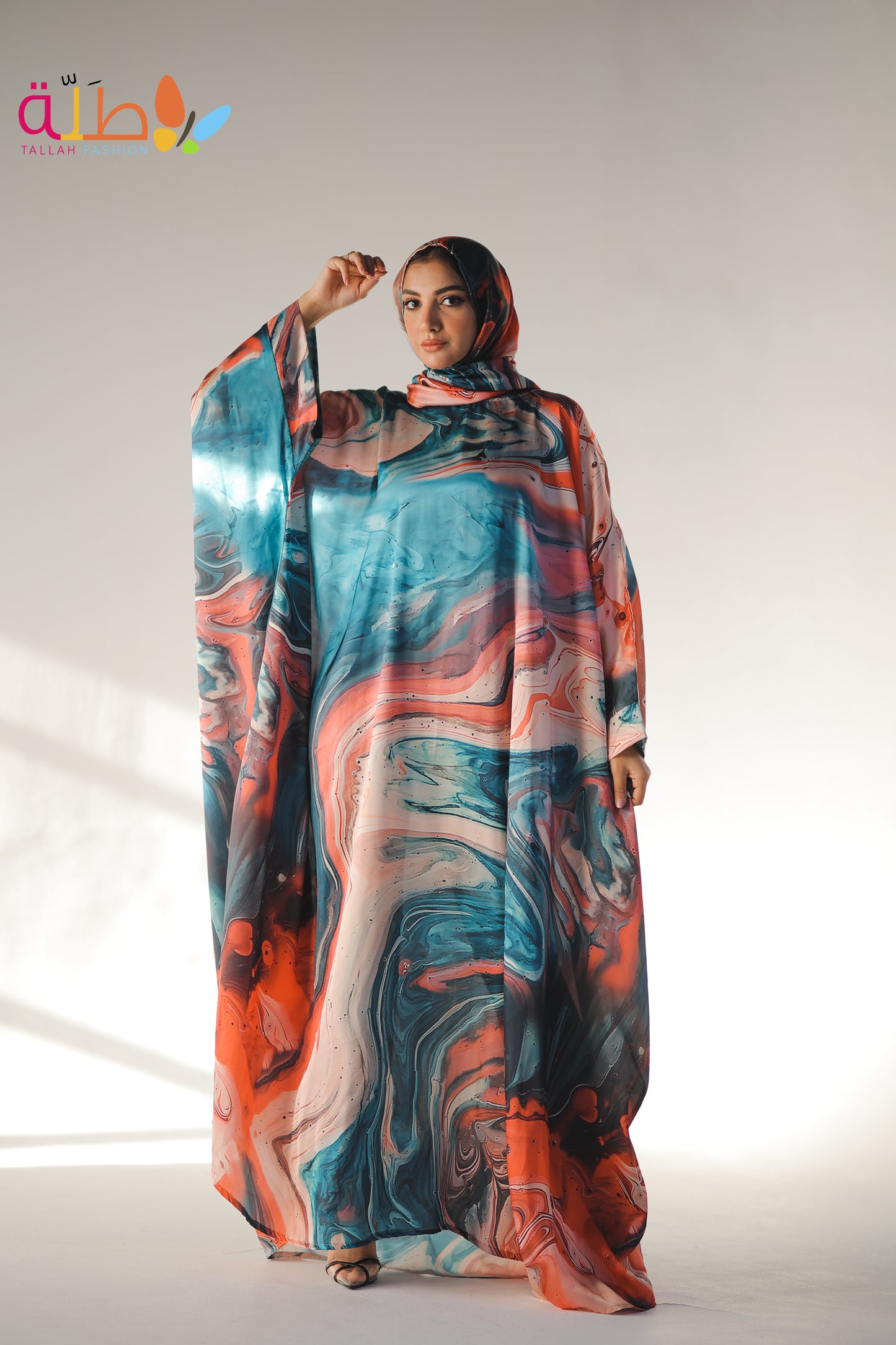 Malhafa Satin - blue & orange