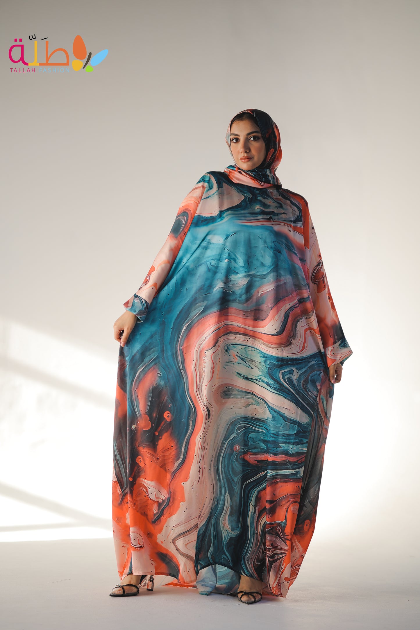Malhafa Satin - blue & orange
