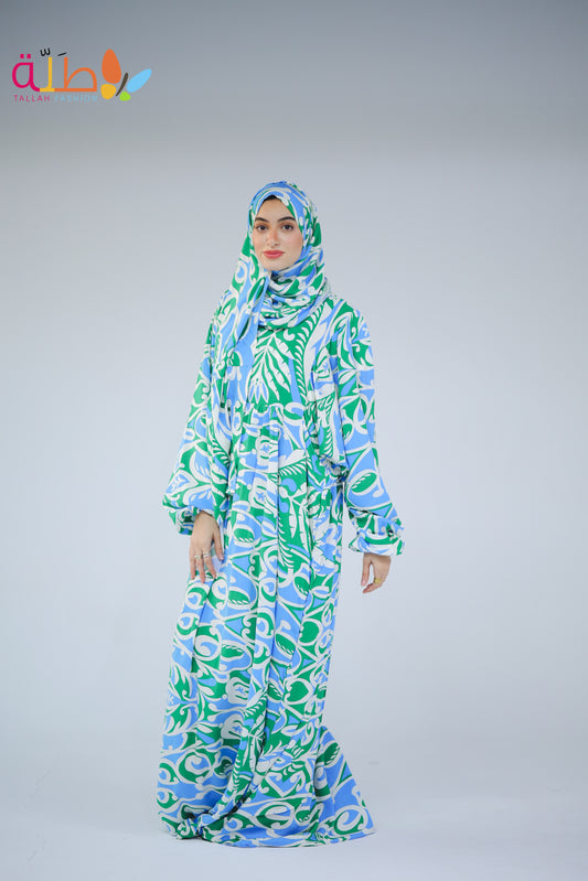 Viscose - bright blue pattern
