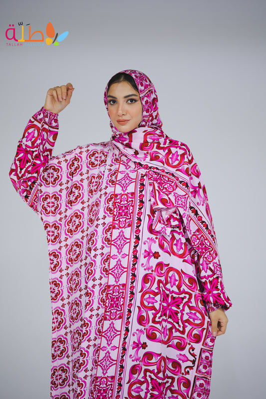 Viscose - pink & white pattern