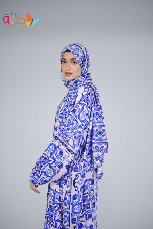 Viscose - blue pattern