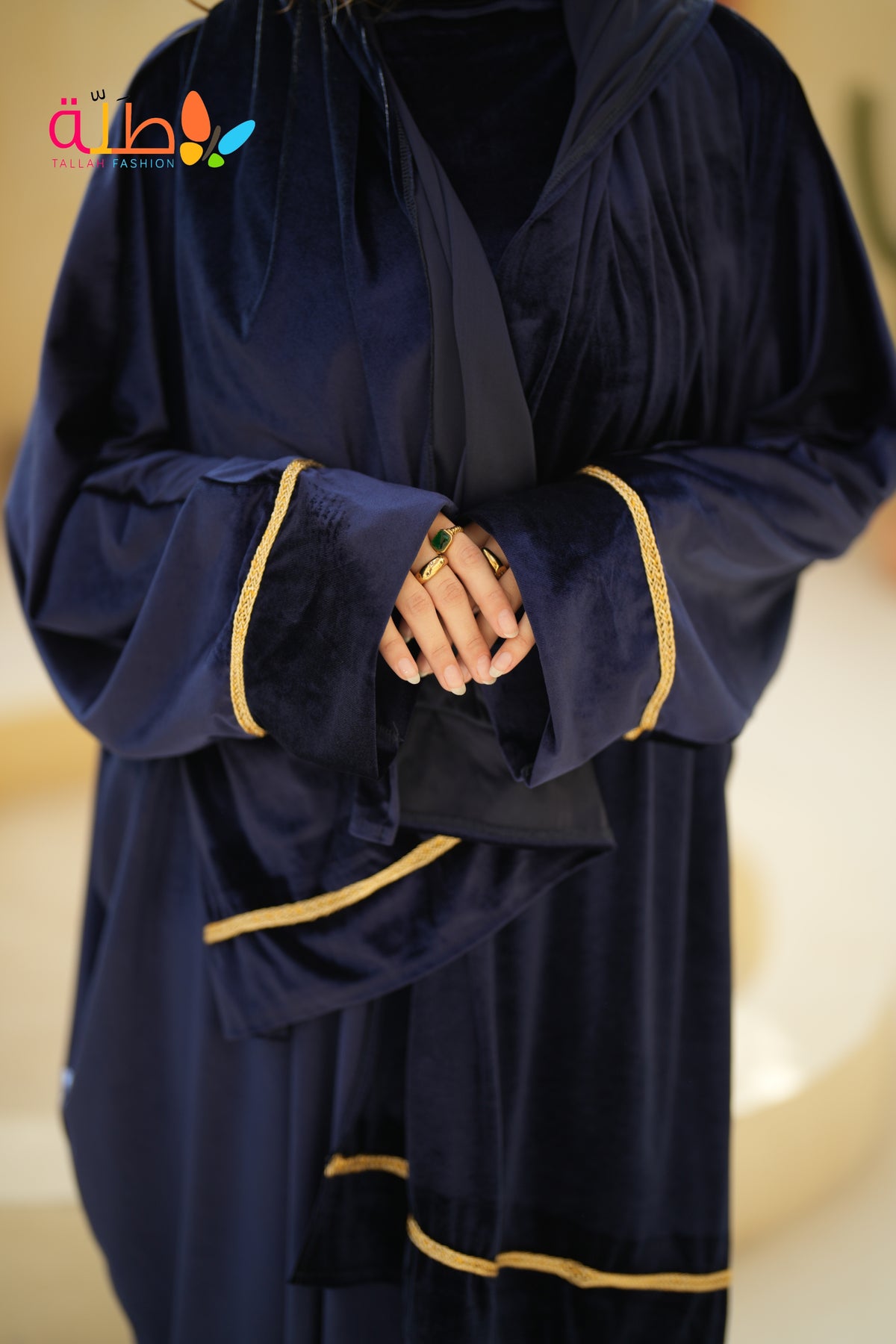 Malhafa — Velvet — Navy, gold outline trim