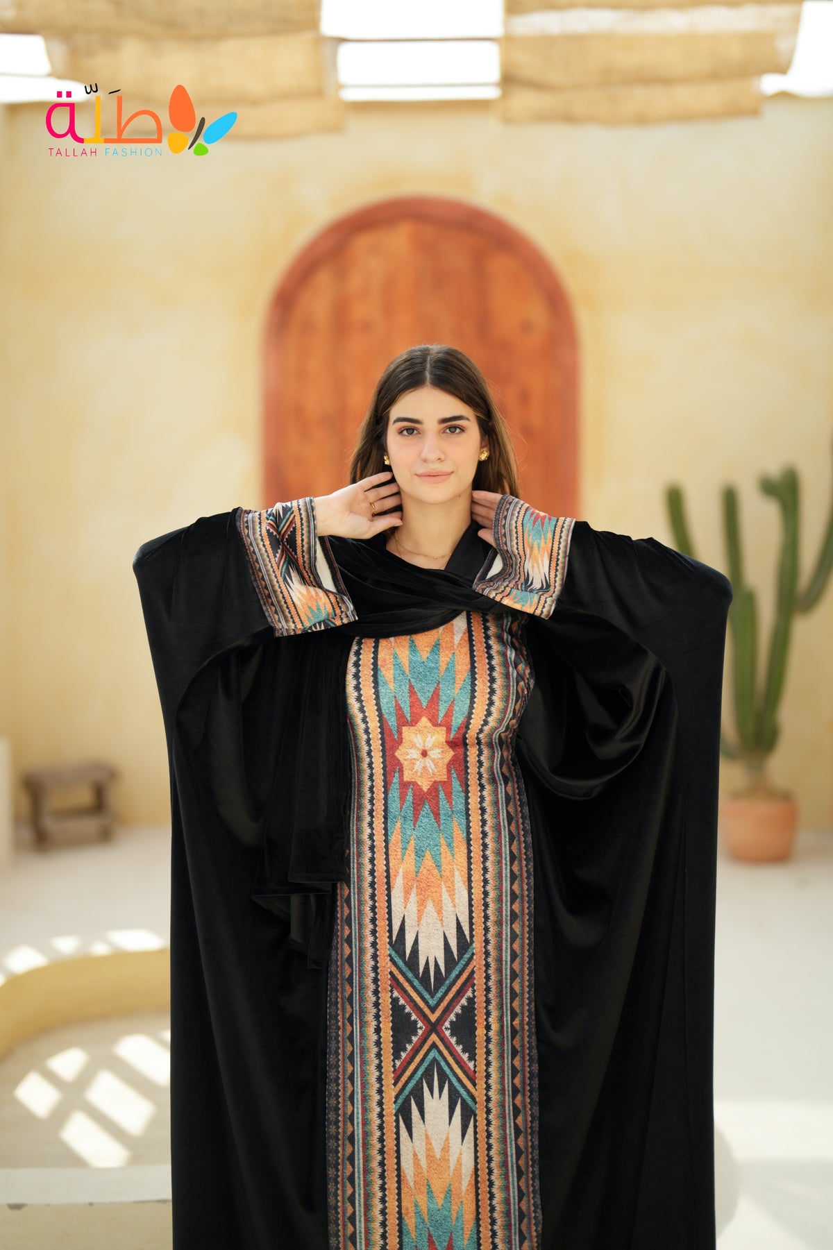 Malhafa — Velvet — Black, eastern pattern panel