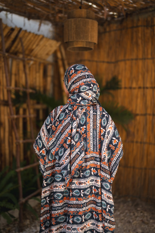 Isdal viscose - orange flowers